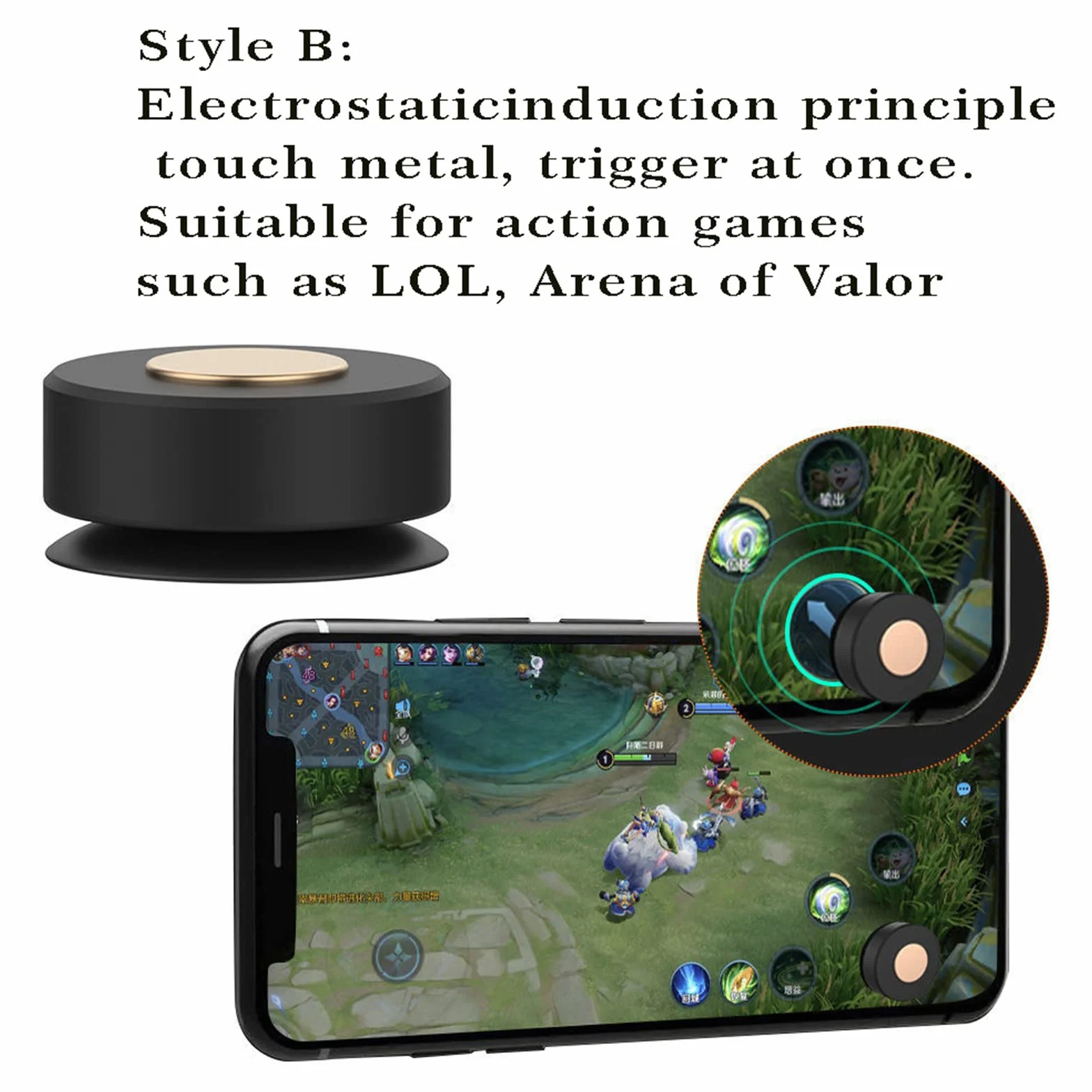 Bouton d'assistant de jeu pour téléphone portable, ventouse conductrice, jeu d'artefact, joystick, bouton de doigt, accessoires de jeu pour téléphone