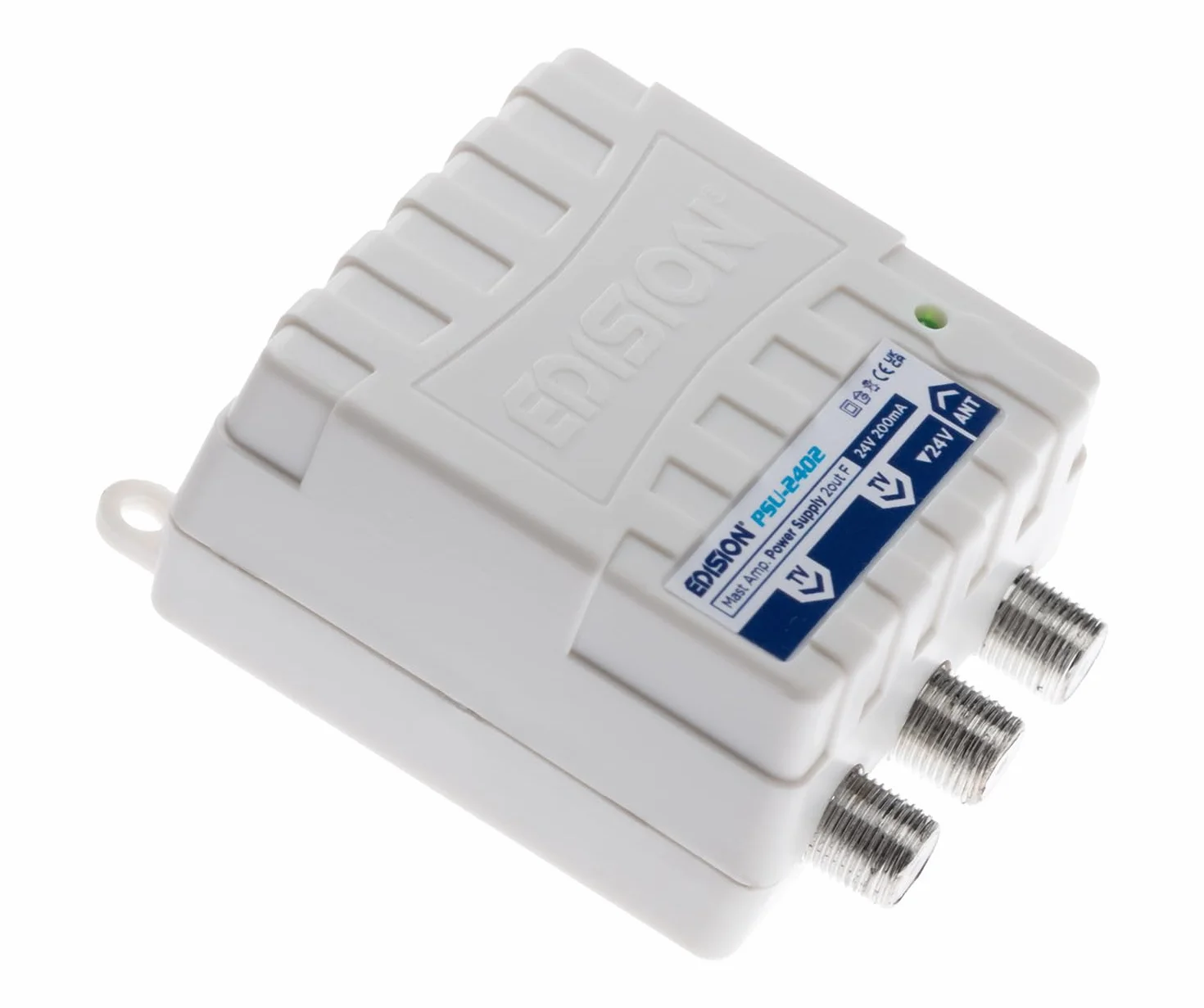 EDISION MAK-100 Kit Préamplificateur de mât Antenne TV TNT 1UHF 10-25dB 107dBmV 24V DVB-T/T2 Filtre 5G LTE Alimentation 24V 200mA 2 Sorties
