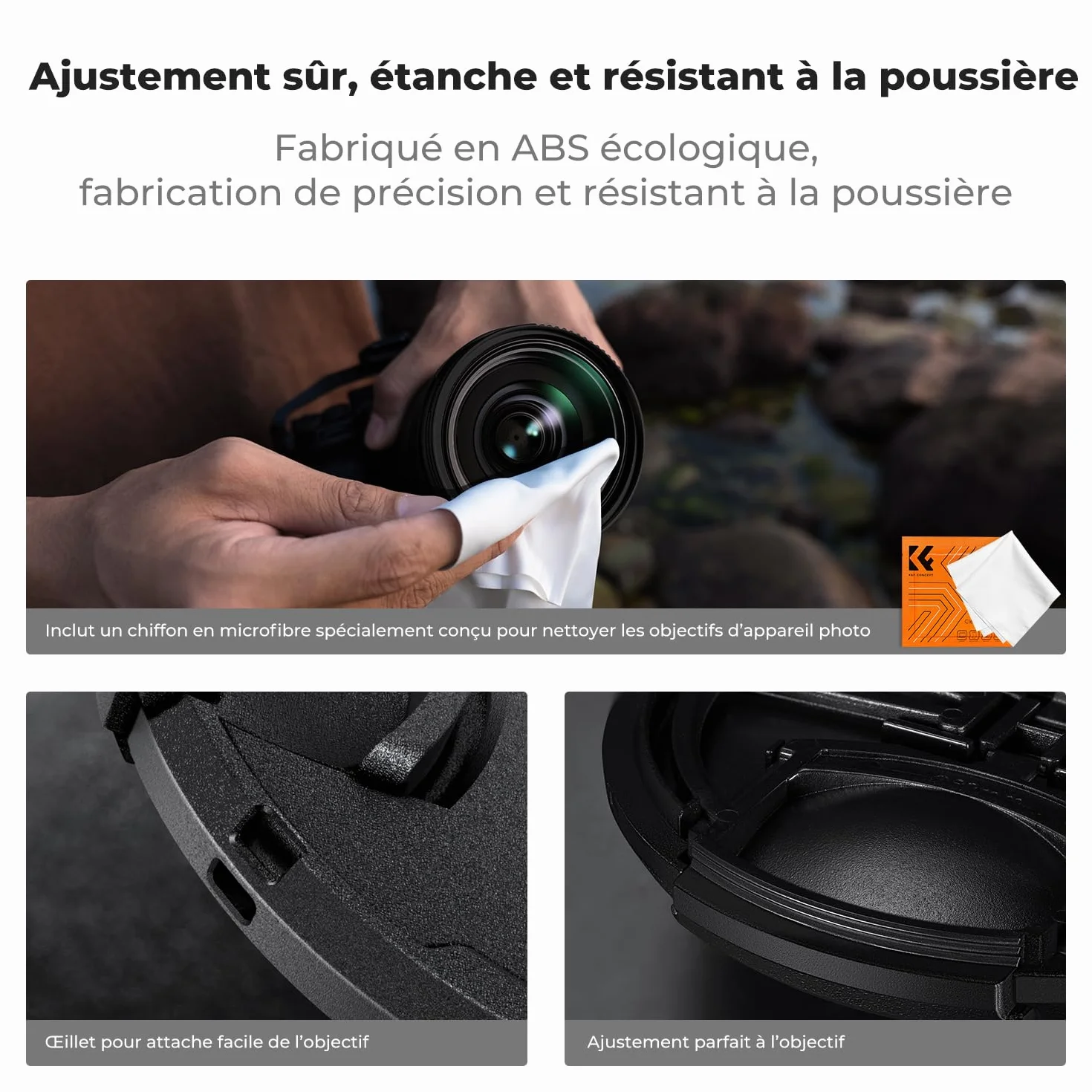 K&F Concept 67mm 2 x Bouchon Objectif + 2 x Élastique + 1 x Chiffon de Nettoyage Emballé sous Vide Compatible avec Appareil Photo Canon Nikon Sony Olympus Fujifilm Pentax Panasonic Leica