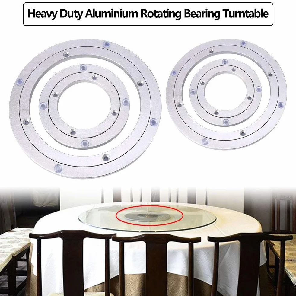 Plateau Tournant en Alliage d'Aluminium Lourd pour Décoration de Gâteaux et Support TV - Plateau Pivotant avec Roulement à Billes, Installation Facile, Diamètre 10 Pouces