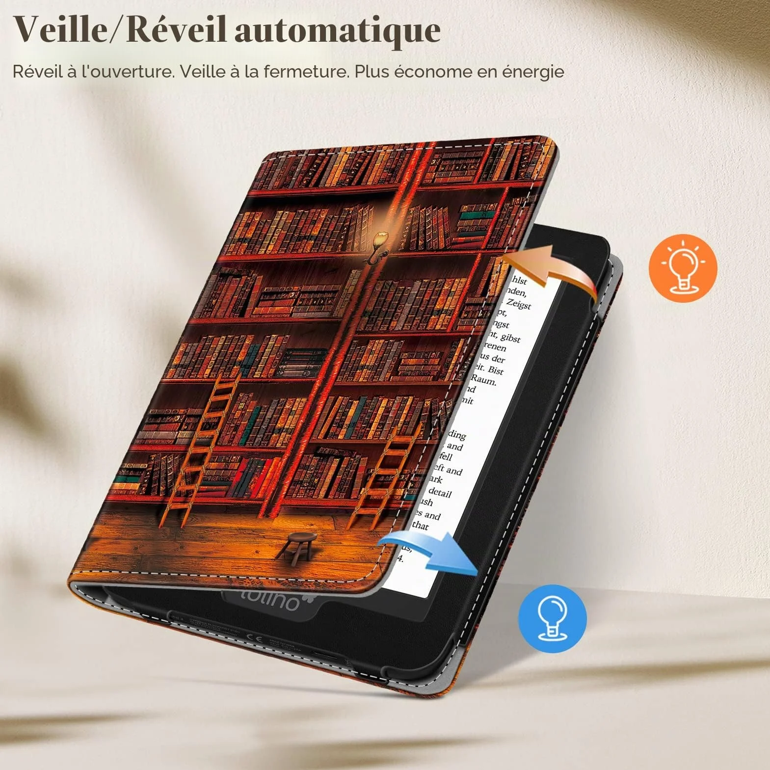 FINTIE Étui Compatible avec 6” Kobo Clara Colour/BW 2024 et Kobo Clara 2E 2022 - Coque Liseuse Housse avec Béquille, Fente pour Carte et Dragonne, Bibliothèque