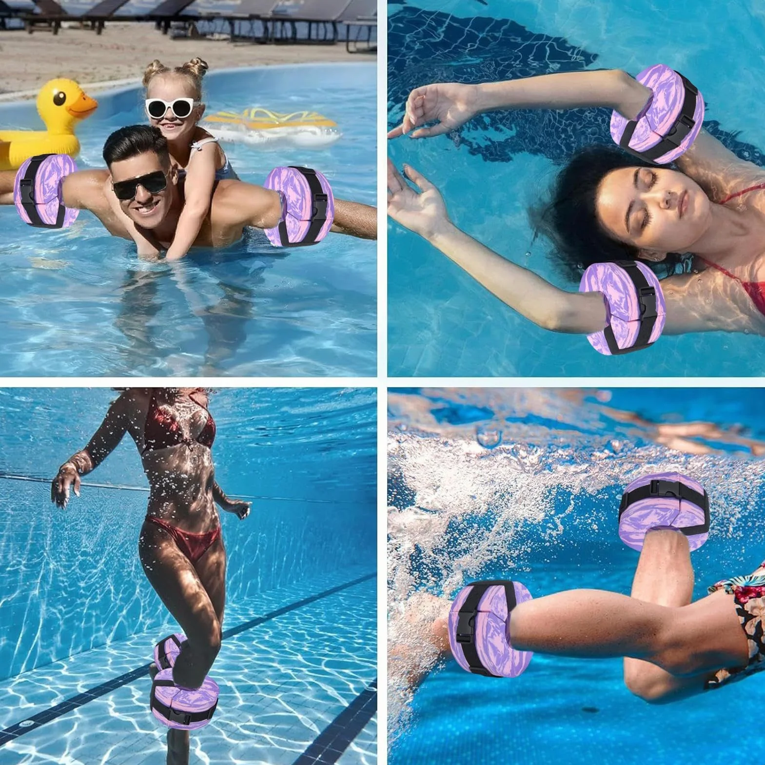 Haltères de cheville d'eau - Poids de piscine portable pour entraînement physique et aérobic aquatique