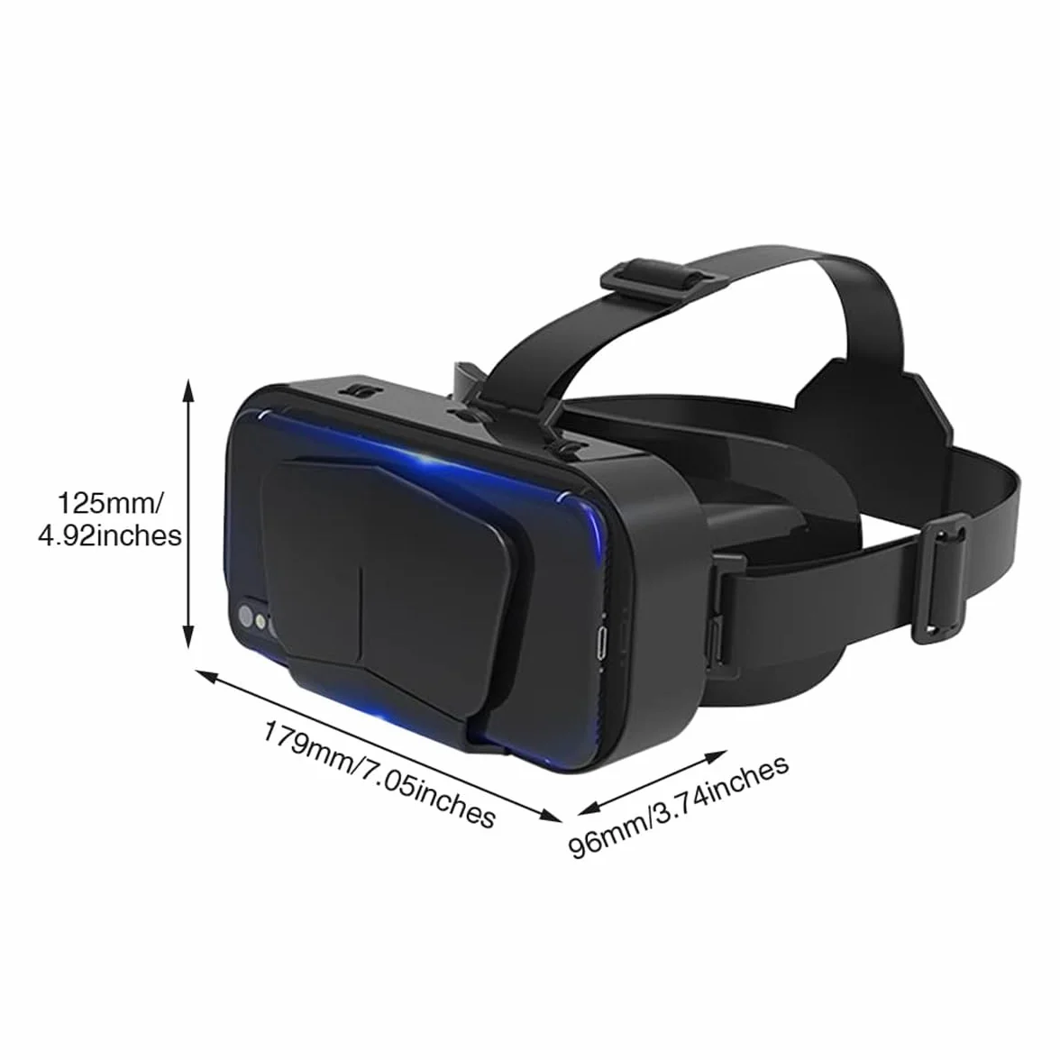 Lunettes VR 3D avec écouteurs 360°, grand écran, lumière bleue, distance pupillaire réglable