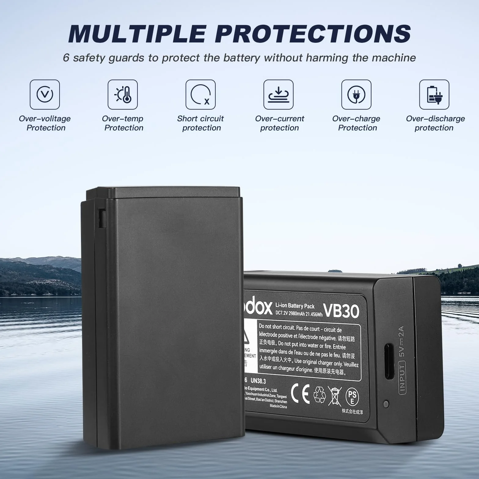 Godox VB30 Batterie Battery 7,2V/2980mAh pour Flash Rond Godox V1PRO C,V1PRO N,V1PRO S,V1PRO F,V1PRO O,et Flash V1,V860III,V850III ((2024) VB30)