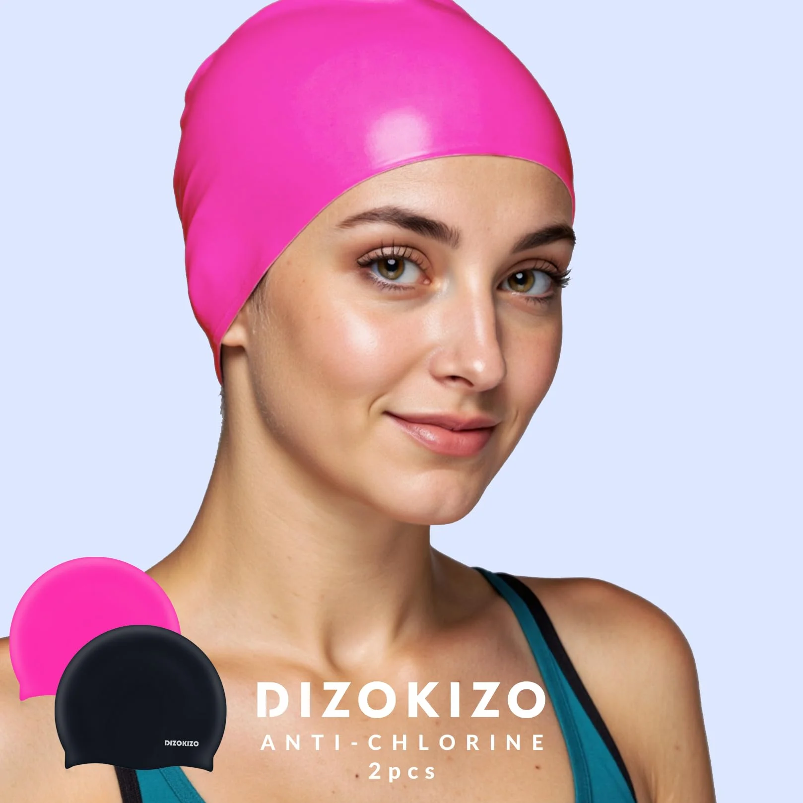 Bonnets de Bain en Silicone Anti-glissants pour Adultes Cheveux Longs et Courts, Lot de 2
