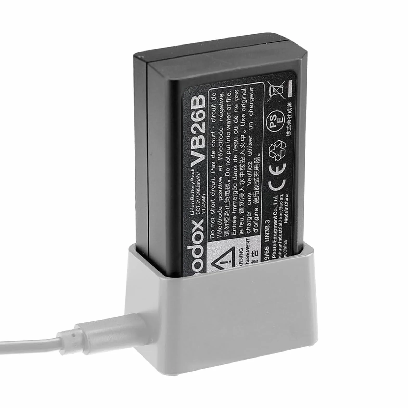 GODOX VB26 Batterie de Rechange V1C V1N V1S V1F V1O V1P AD100Pro V860III-C V860III-N V860III-S V860III-F V860III-O 2600 mAh DC7,2 V/2,6 Ah et 480 Fois Pleine Puissance Flash en
