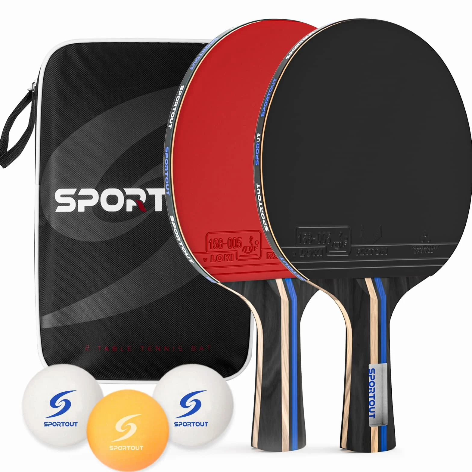 Raquette de Ping-Pong, 2 Raquettes + 3 Balles + 1 Sac