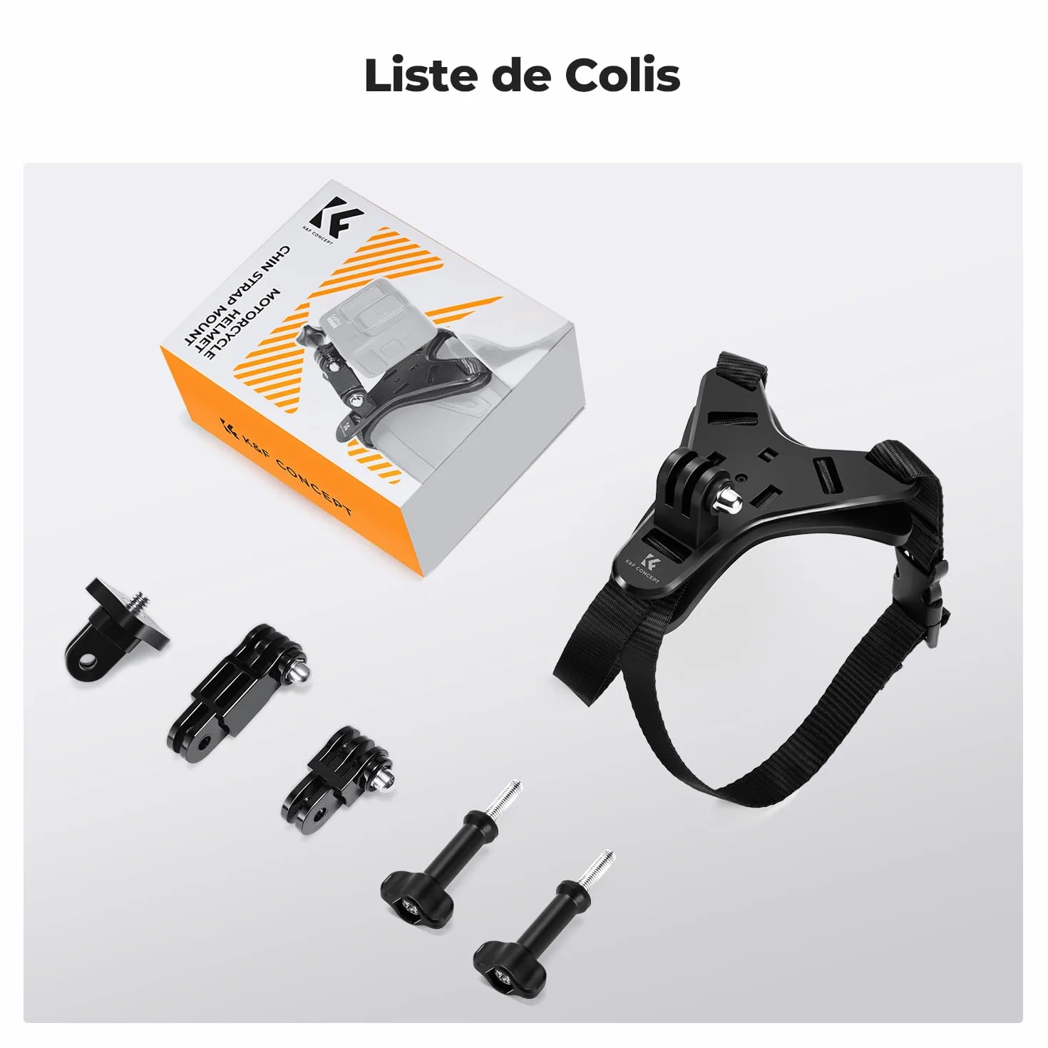 K&F CONCEPT Support de Casque de Moto pour Menton Compatible avec GoPro Hero 13/12/11/10/9/8/7, DJI Osmo Action 6/5 Pro/4/3/360, Insta360 Ace Pro/2/X5/X4/X3, AKASO, Base en Y, Silicone antidérapant