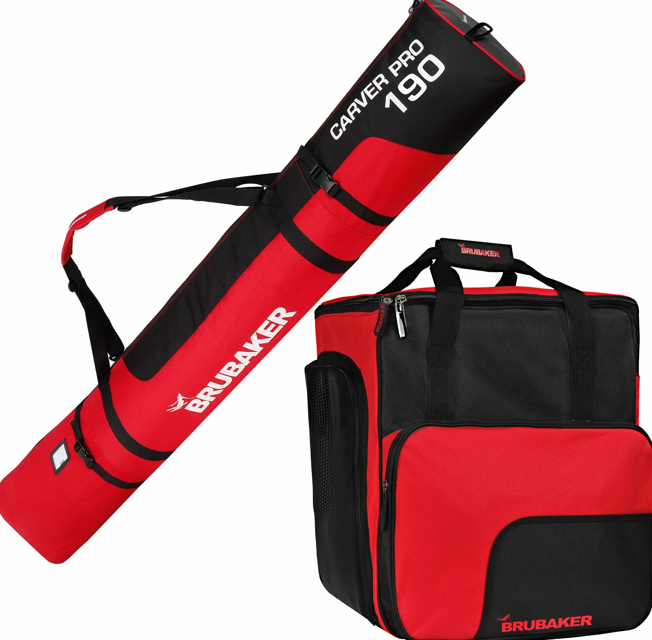 BRUBAKER Ensemble Sac de Ski et Sac à Chaussures 1 Paire 190 cm Noir Rouge
