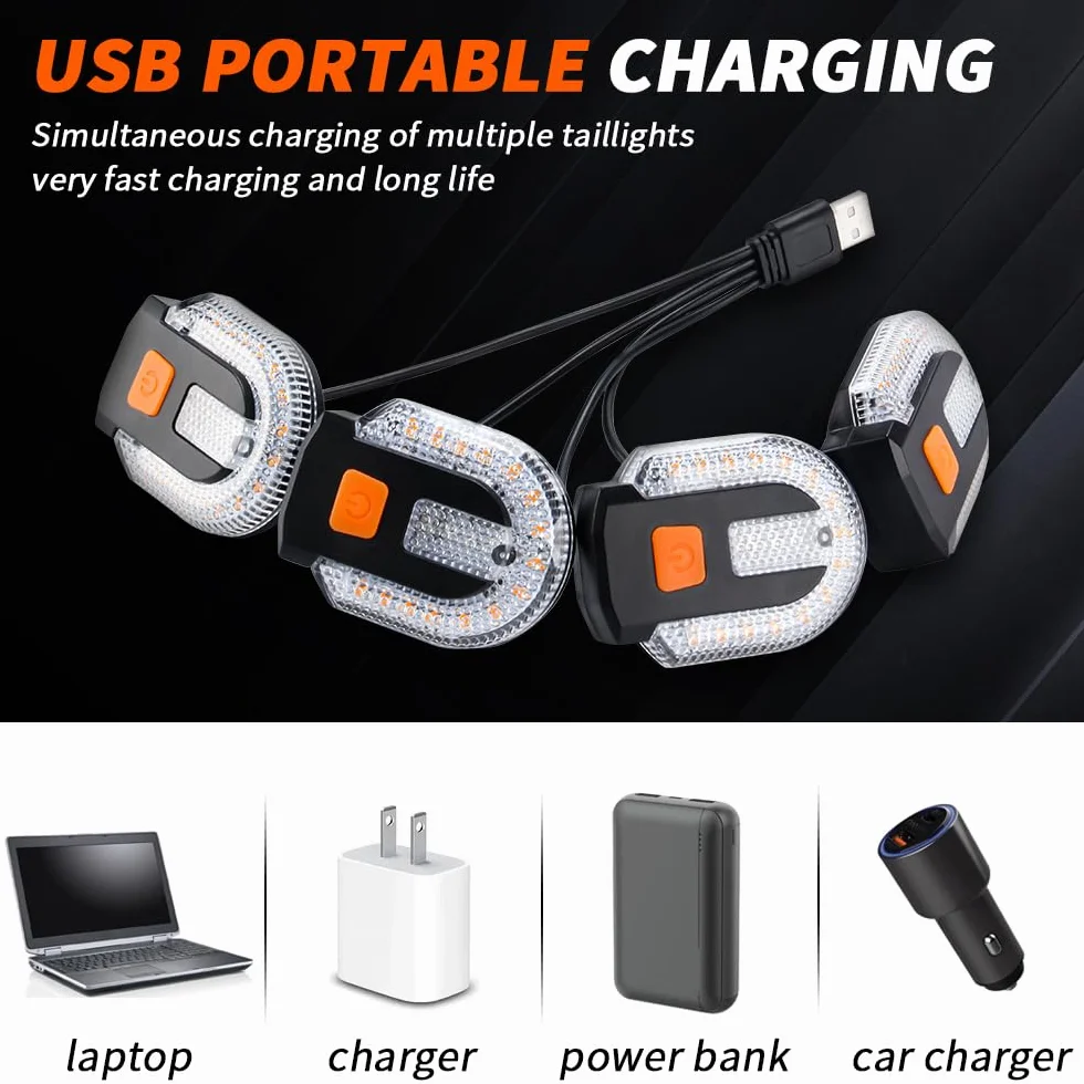 Feu arrière de vélo télécommande USB rechargeable clignotant avec alarme 5 modes lumineux étanche avant arrière jaune rouge