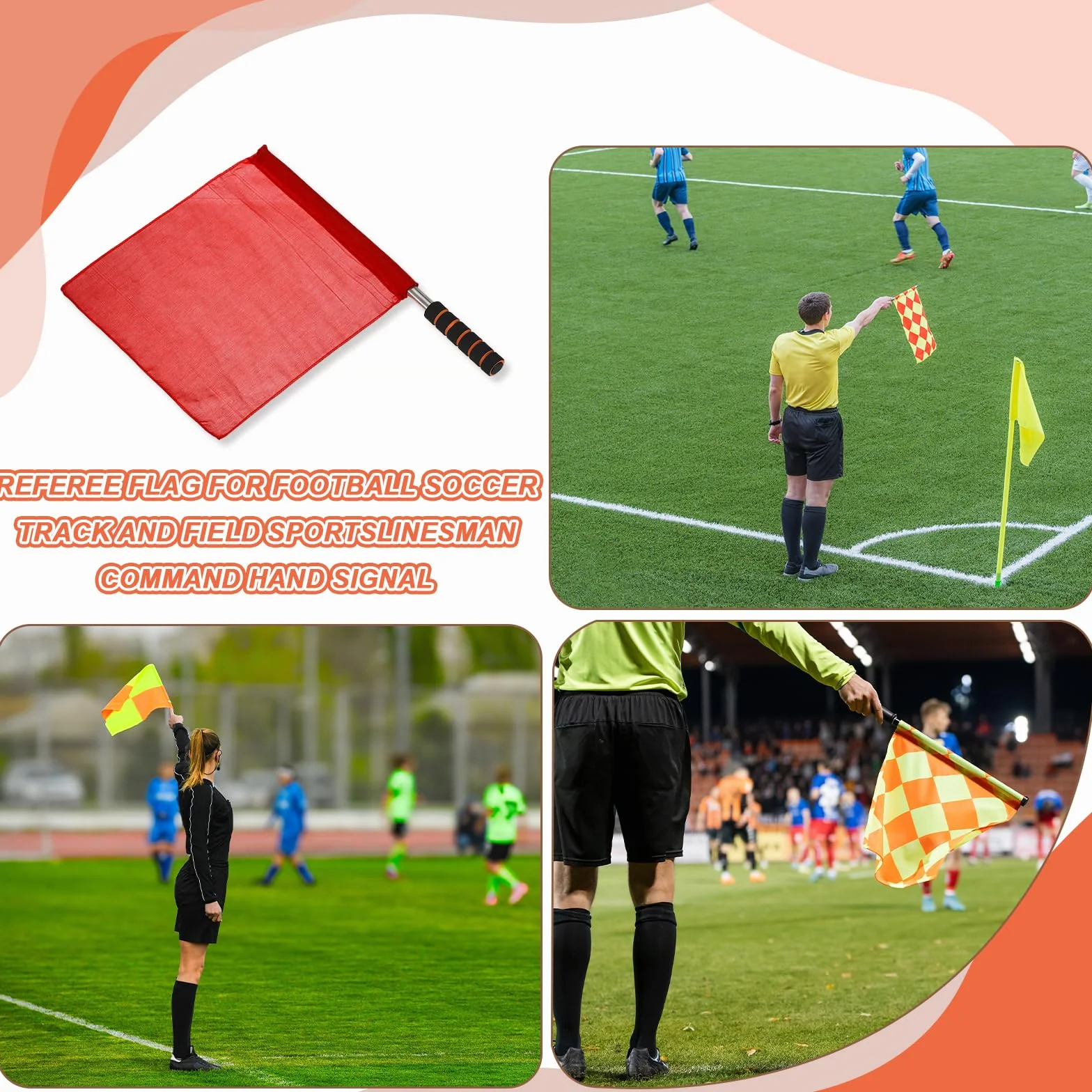 PATIKIL Arbitre Drapeau 4Pcs Inox Acier Poteau Éponge Poignée pour Football Terrain Sports Juge Signal Vert