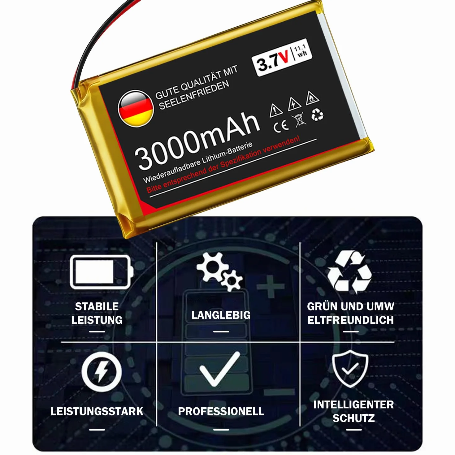 Batterie Lithium 3,7 V 3000 mAh, 1 S, 1 C, avec Carte de Protection et connecteur Micro JST 1.25, pour Carte de développement Arduino Node MCU ESP32