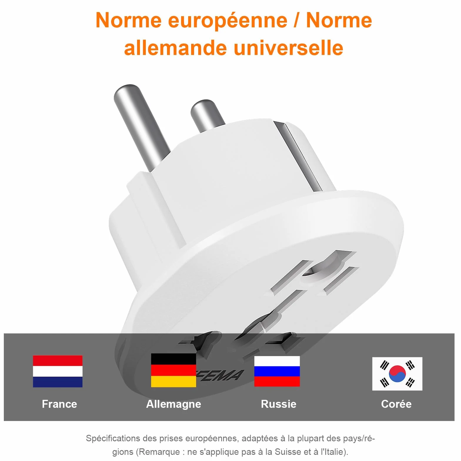 GRIFEMA Adaptateur de Voyage Universel Lot de 2, 4000W Haute Puissance Prises Type C E F France Europe