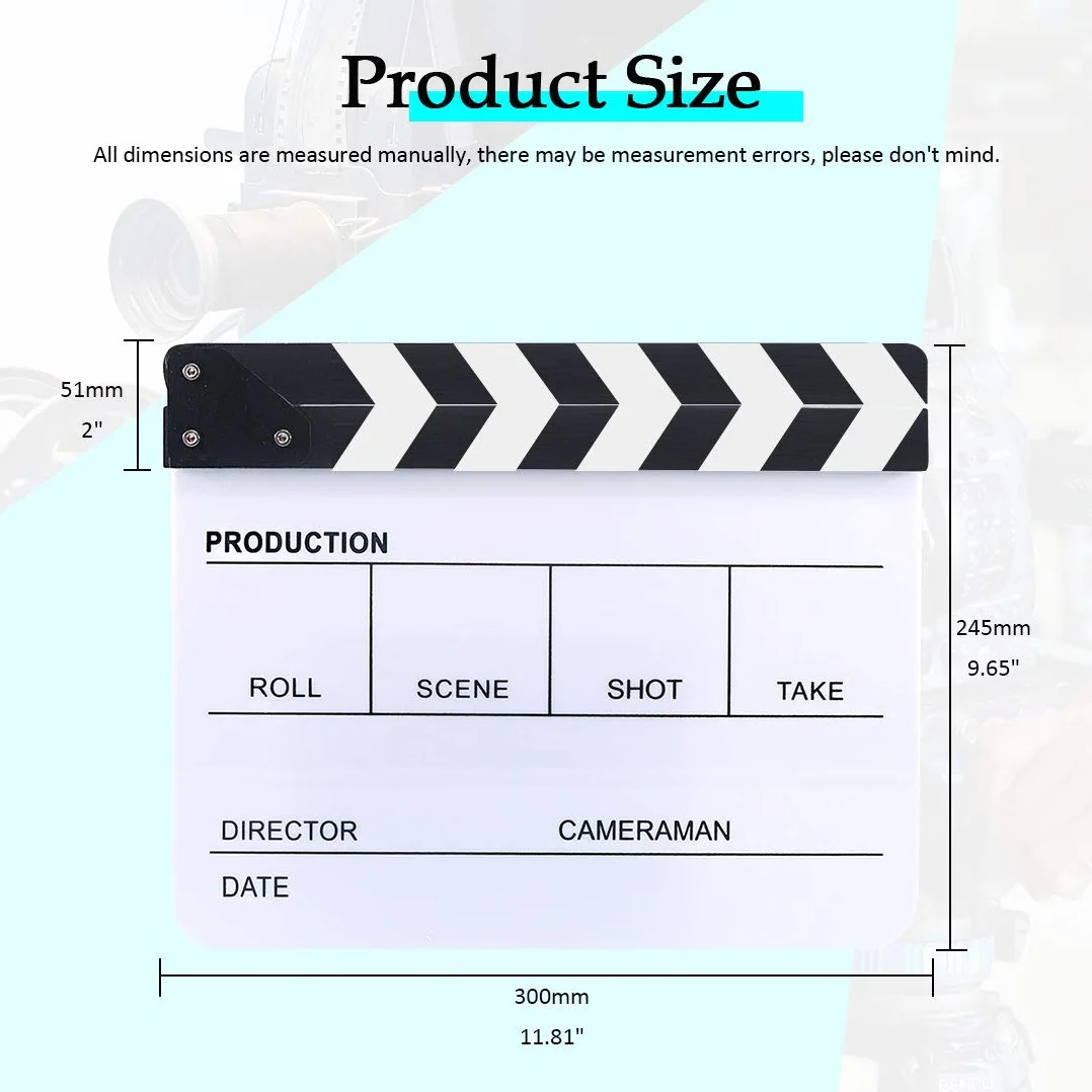 Hilitchi Plastique Acrylique Ardoise 25 x 30 cm/10 x 12 Dry Erase de réalisateur film de plan de Cut Action Scène Clap Ardoise avec Blanc/noir clés par Hilitchi