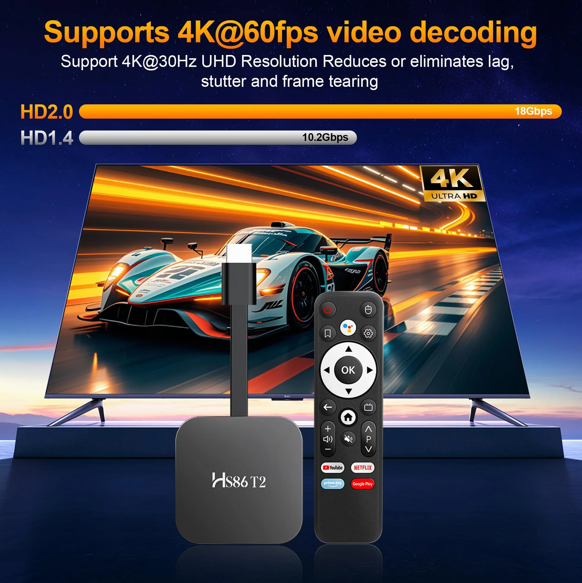 Android TV Stick 14.0, Smart TV Stick 2 Go de RAM, 16 Go de ROM, puce RK3518, double WiFi 2,4 G/5,8 G, BT5.0, HDMI 2.0 et HD 4K, télécommande vocale, prise en charge vidéo et audio Noir 2026