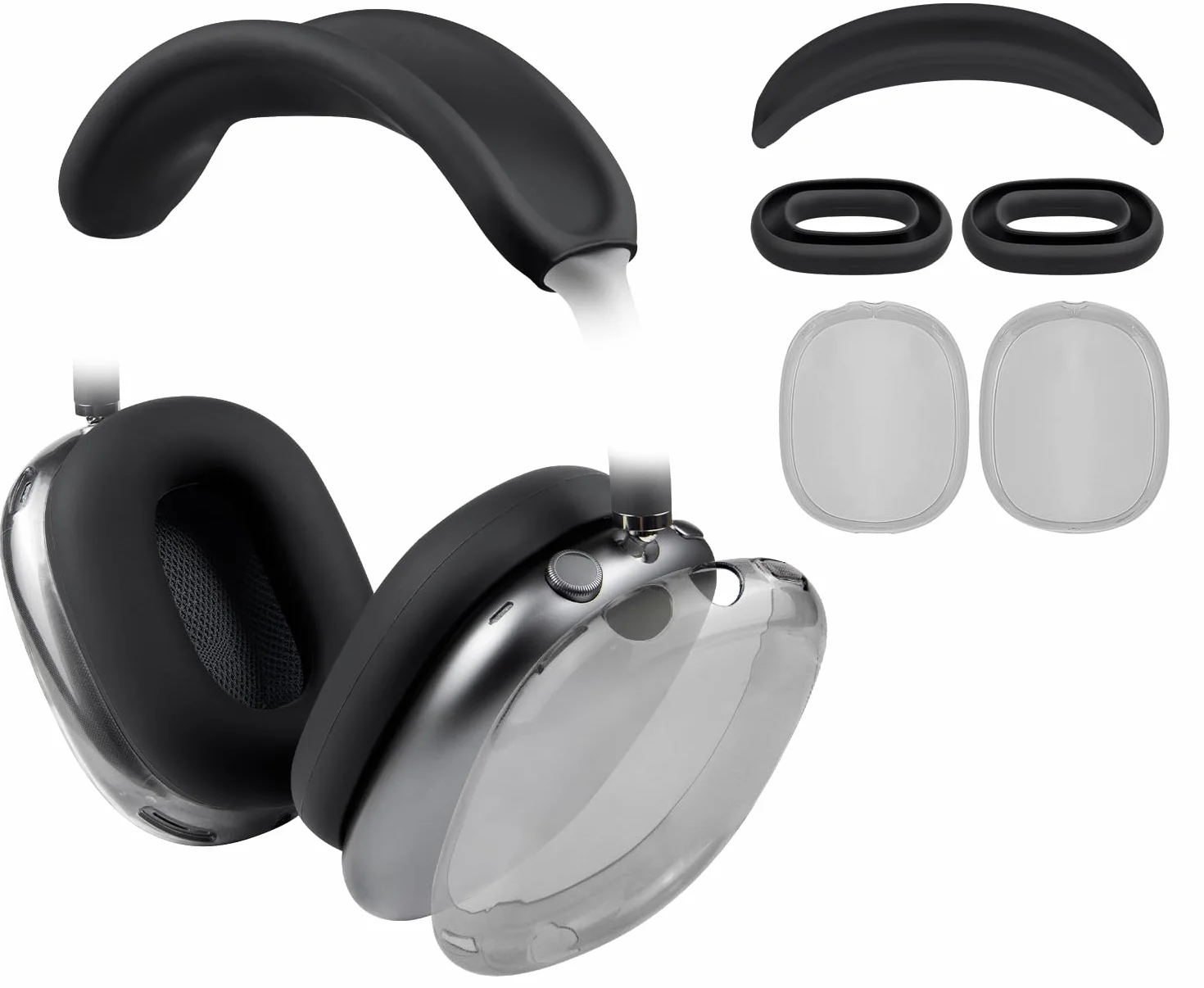 SOULWIT Kit de Protection pour AirPods Max 2/1, Housse Bandeau + Étui TPU + Housses Silicone Coussinets