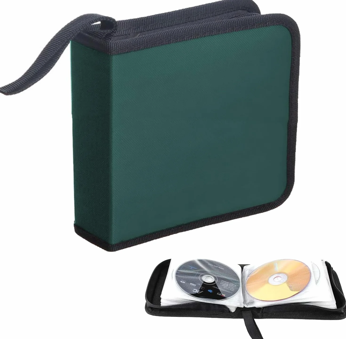 Sac de Rangement CD pour 40 Disques CD DVD, Voiture et Maison, Vert