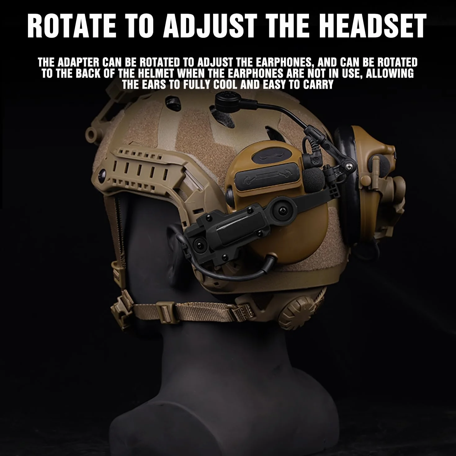 Zhongren Fast Casque Arc Rail Adaptateur COMTAC3 Tactique Pickup Casque Suspension Support Multi-Angle Rotation pour OPS Core Arc & Team Wendy M-Lok Rail