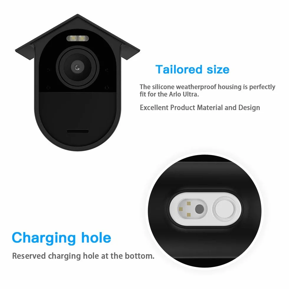 HOLACA Lot de 3 Coques en Silicone résistantes aux intempéries pour Arlo Ultra 4K Arlo Ultra 2 Arlo Pro 3, Arlo Pro 4 - Protection supplémentaire - Noir