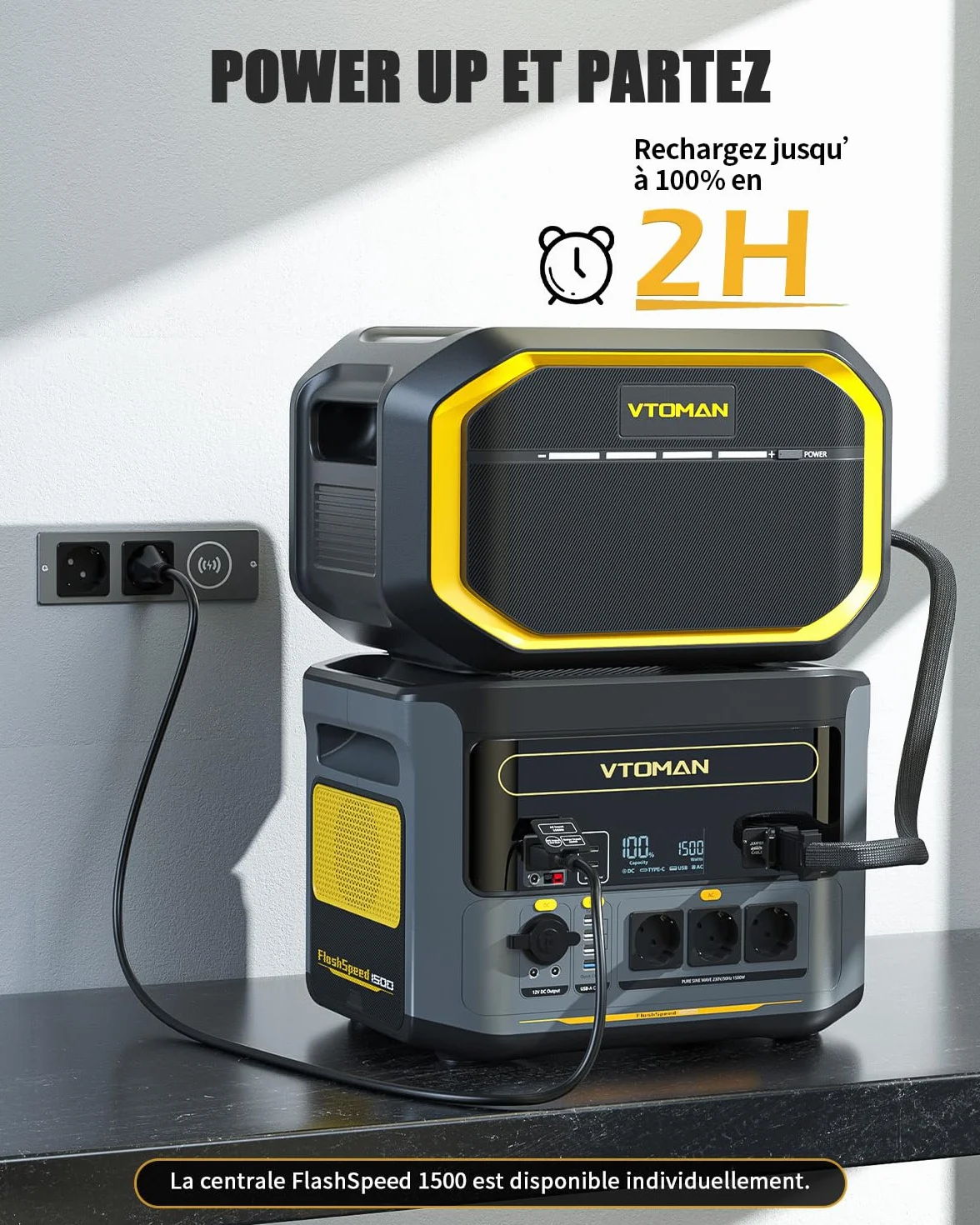 VTOMAN FlashSpeed 1500 Batterie Supplémentaire 1548Wh - pour FlashSpeed 1500/1000 Station Électrique Portable, Extensible à 3096Wh, LiFePO4 Batterie d'expansion avec Protection BMS