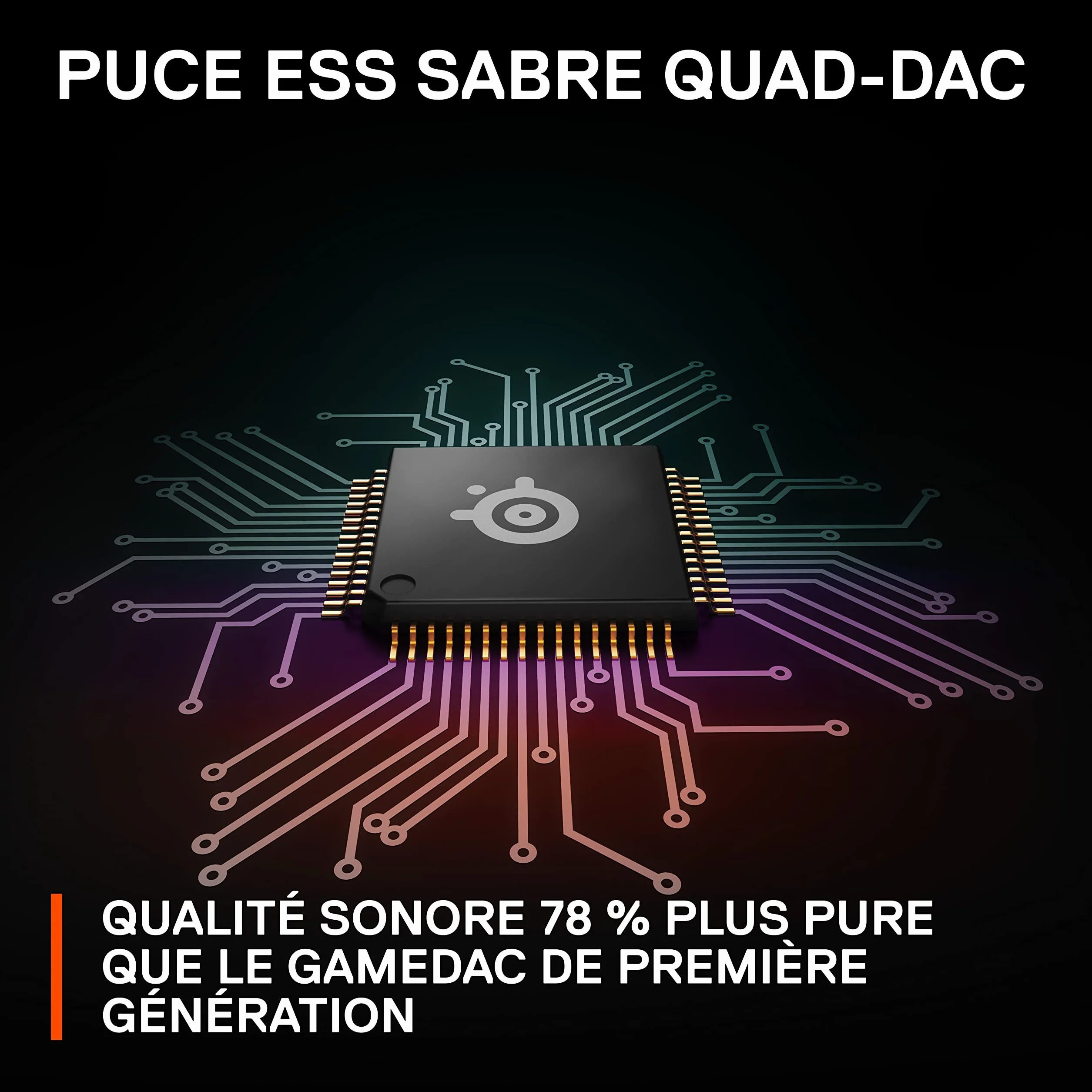 SteelSeries GameDAC Gen 2 Amplificateur Audio Hi-Res - ESS Sabre Quad-DAC - Élimination du Bruit par l’IA - Son Spatial 360° - Certifié Hi-Res - PC, PS5, PS4