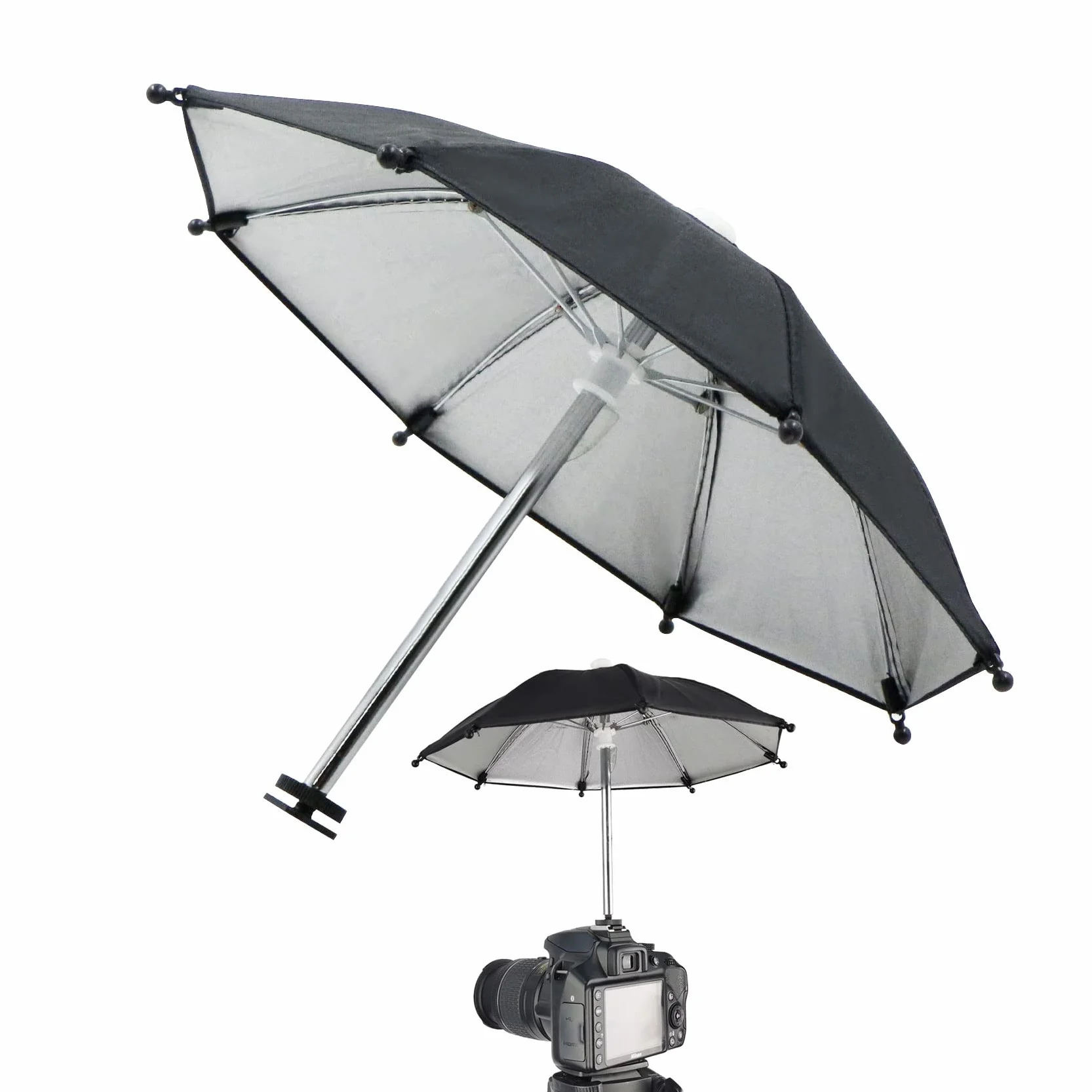 Hot Shoe Parapluie Protection Pluie - Housse Imperméable Universelle Couverture Solaire Contre Accessoires Diamètre 29cm pour Appareils Photo Reflex DSLR L'objectif, Noir,1 Pcs