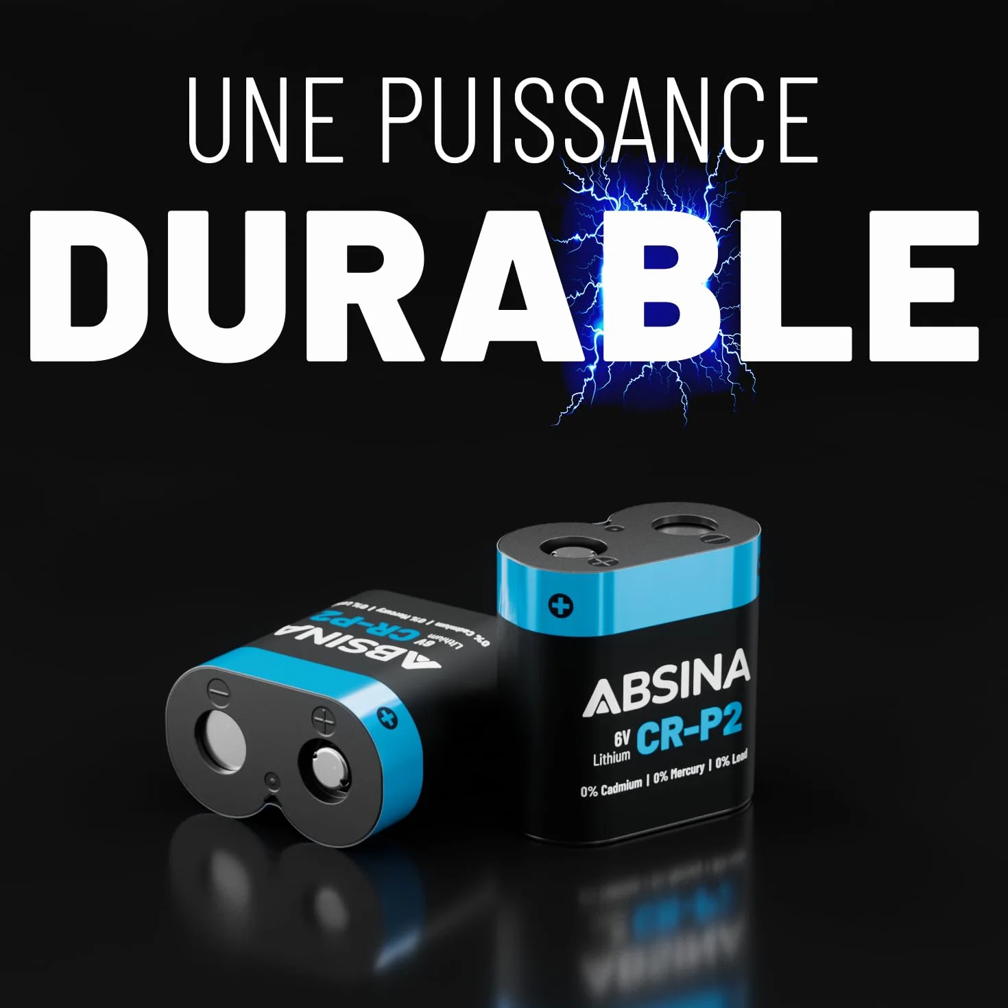 ABSINA 5X Pile CRP2 Lithium 6V - Pile CR P2 pour Distributeur, Appareil Photo, Flash, détecteur de Mouvement & Plus - Anti-Fuite, Longue Conservation - CR-P2 Piles 6V