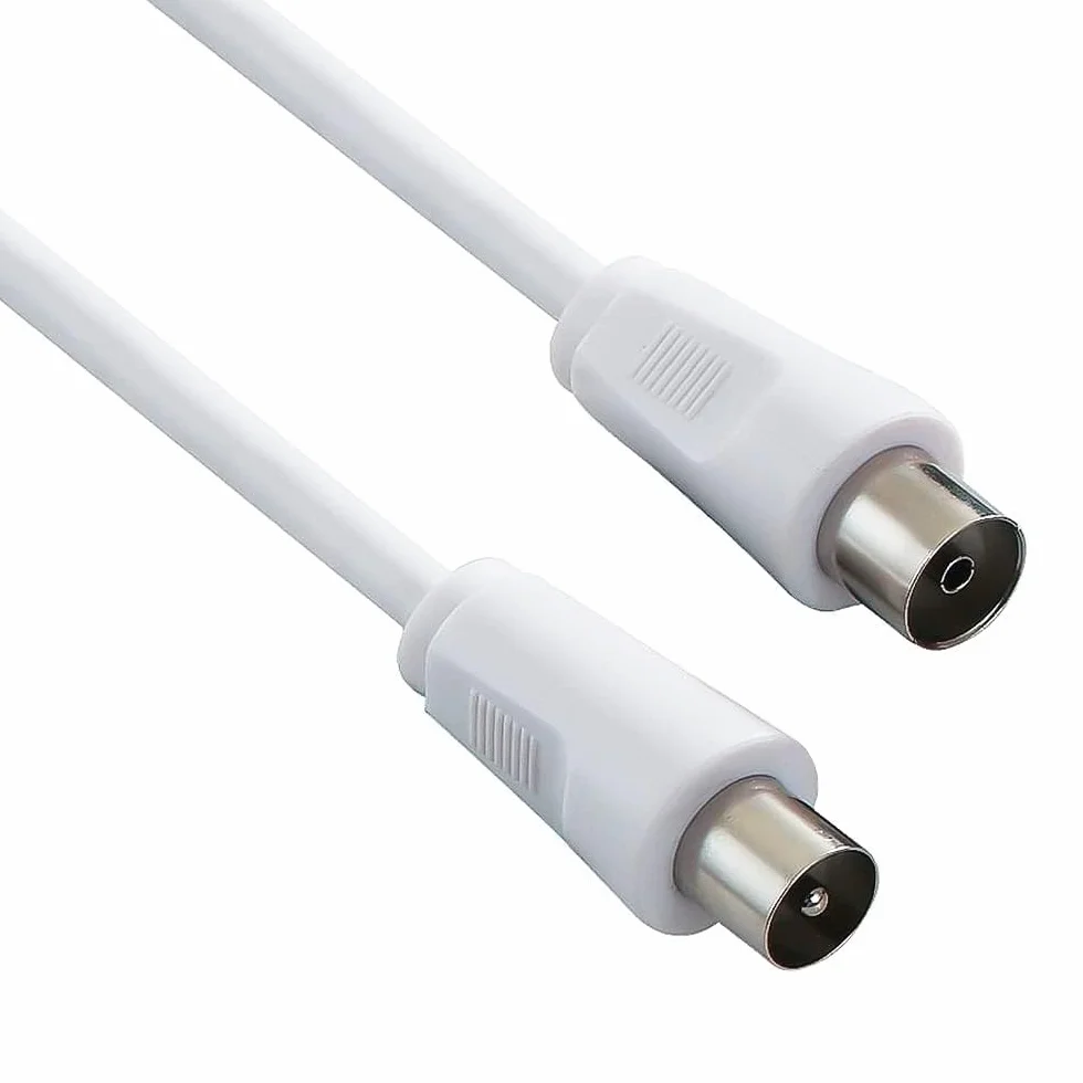 CABLEPELADO Câble Antenne TV Mâle Femelle Droit | Coaxial | Compatible Décodeur, Prises TV | 75 Ohm | Blanc | 10 Mètres