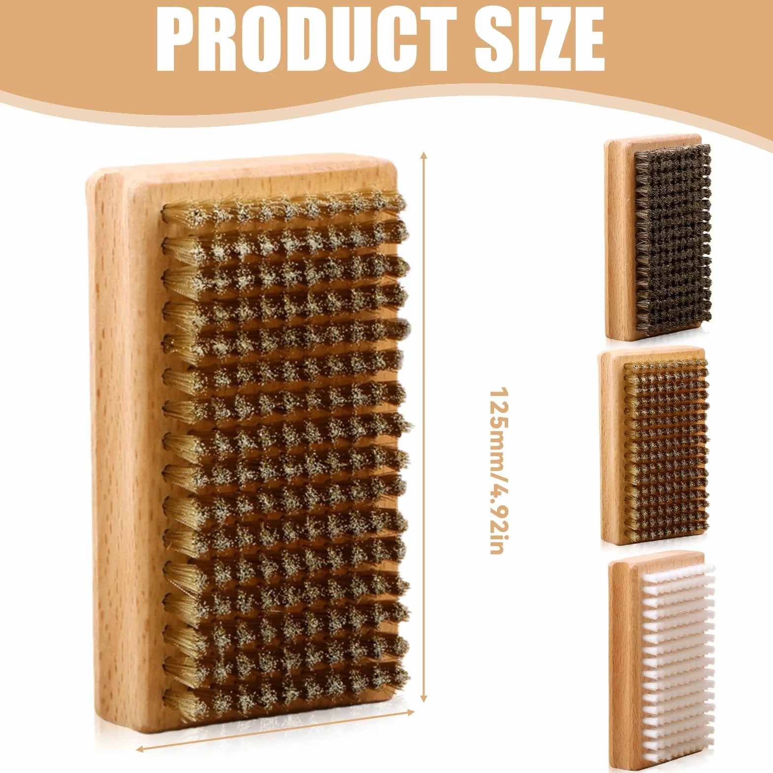 GAOUTO Lot de 3 brosses à cire pour snowboard 12,5x7x3,5 cm nylon crin cheval cuivre