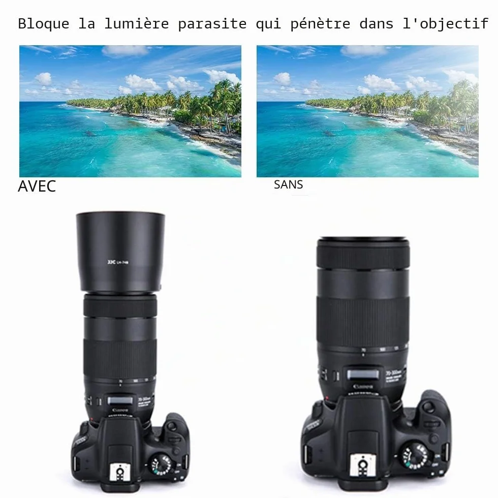 JJC Pare-Soleil avec Filtre UV 67 mm pour Objectif Canon EF 70-300 mm F4-5.6 is II/RF 100-400 mm F5.6-8 is, Remplace Le Pare-Soleil Canon ET-74B