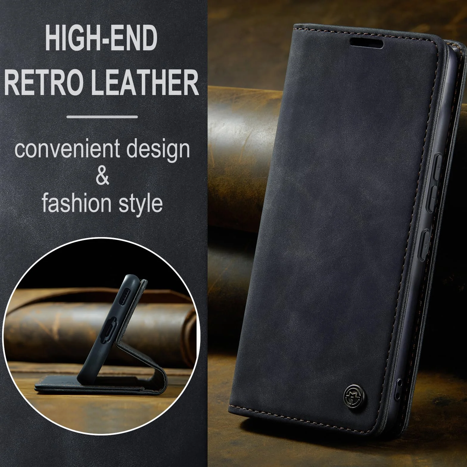 Coque pour Samsung Galaxy S23 5G Premium Housse Cuir Protection Pochette Rabat Portefeuille Flip Case Porte Magnétique Coque Étui pour Samsung Galaxy S23, Noir