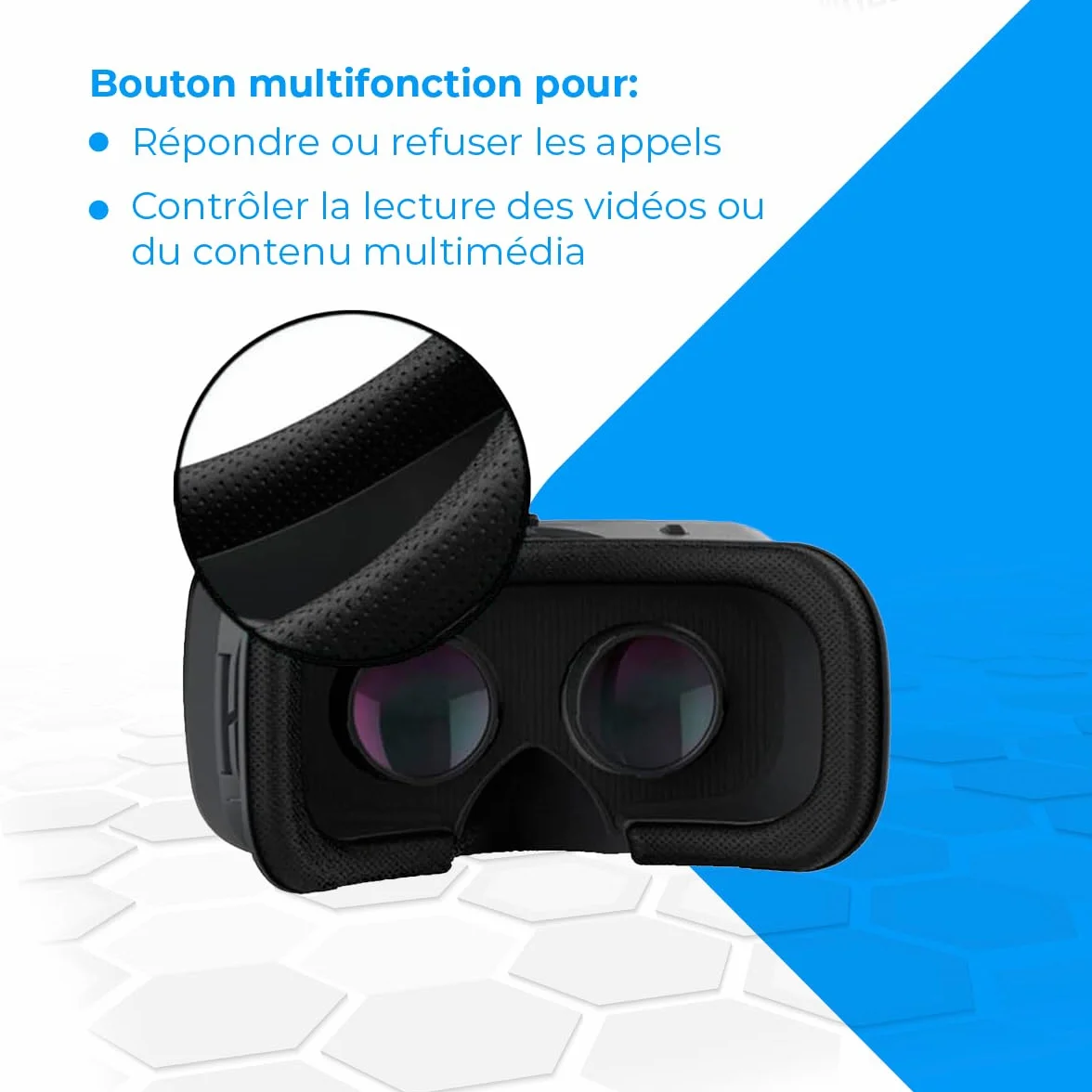 Casque Réalité Virtuelle NK Compatible iPhone Android 4.7"-6.53" Vision 90-100° Rotation 360° Réglage Objectif Pupille Noir