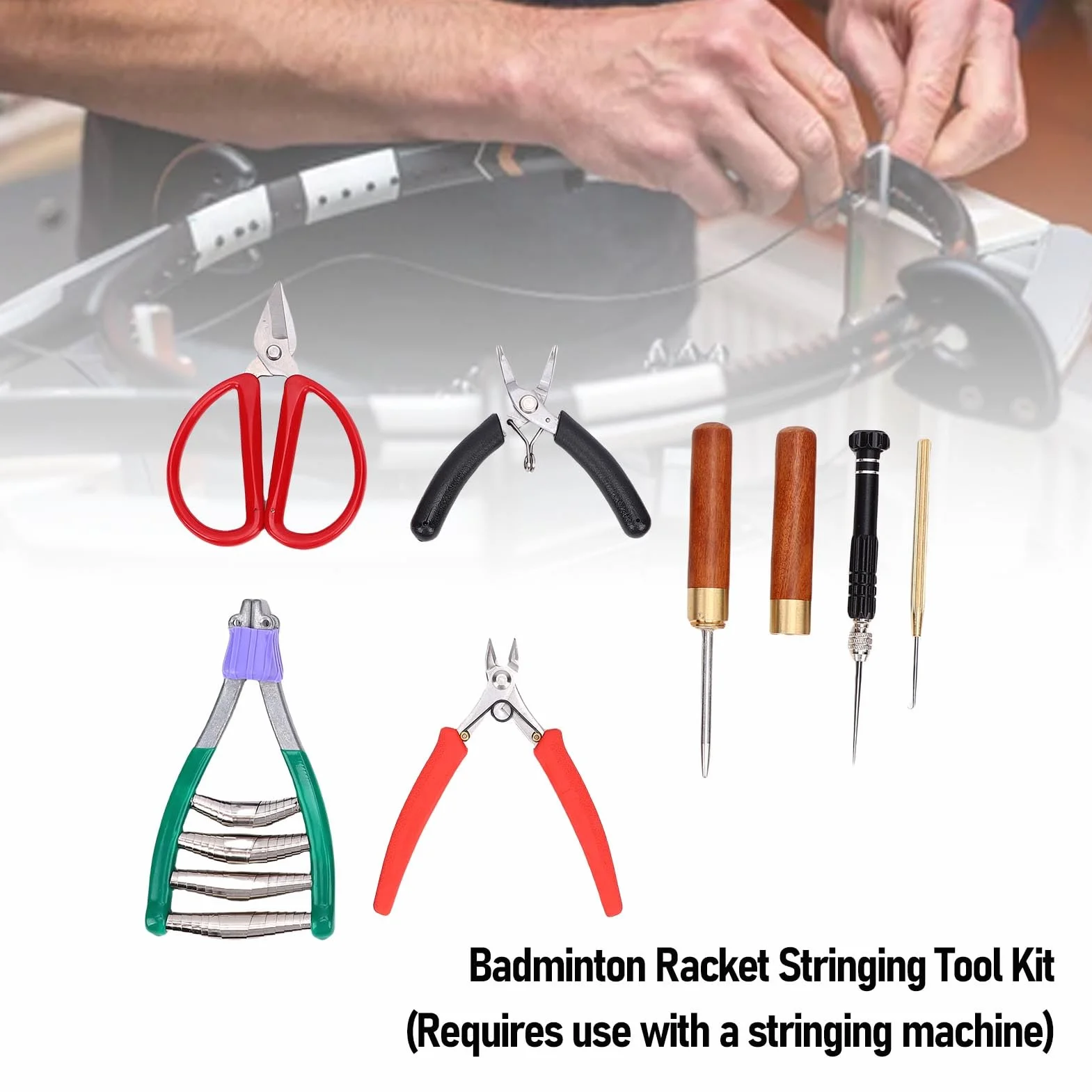 Kit de Cordage de Raquette de Badminton, Ensemble d'Outils en Métal de Haute Dureté