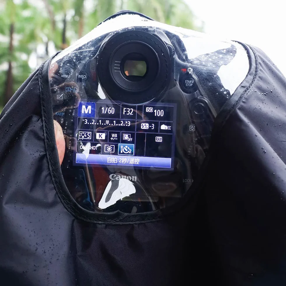 JJC Nylon Caméra Couverture Anti-Pluie Housse Protection Imperméable pour Nikon D750 D600 D7500 D7000 D5600 D5500 D3500 D90 D80 Canon 700D 650D 550D 1500D 1200D 30000D DSLR