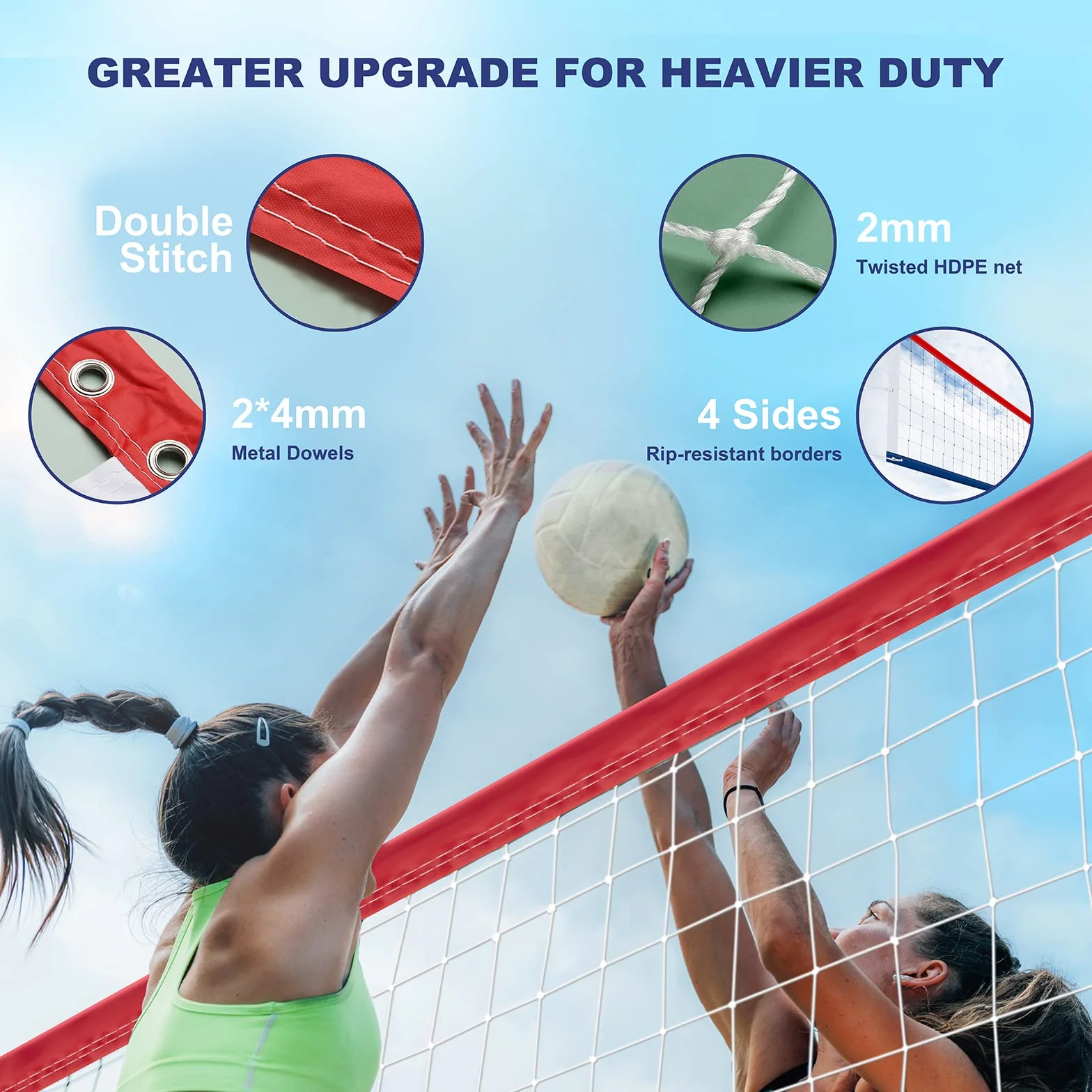 Filet de Volley-Ball Professionnel, résistant, câble en Acier aéronautique, Bandes latérales épaisses, extérieur et intérieur