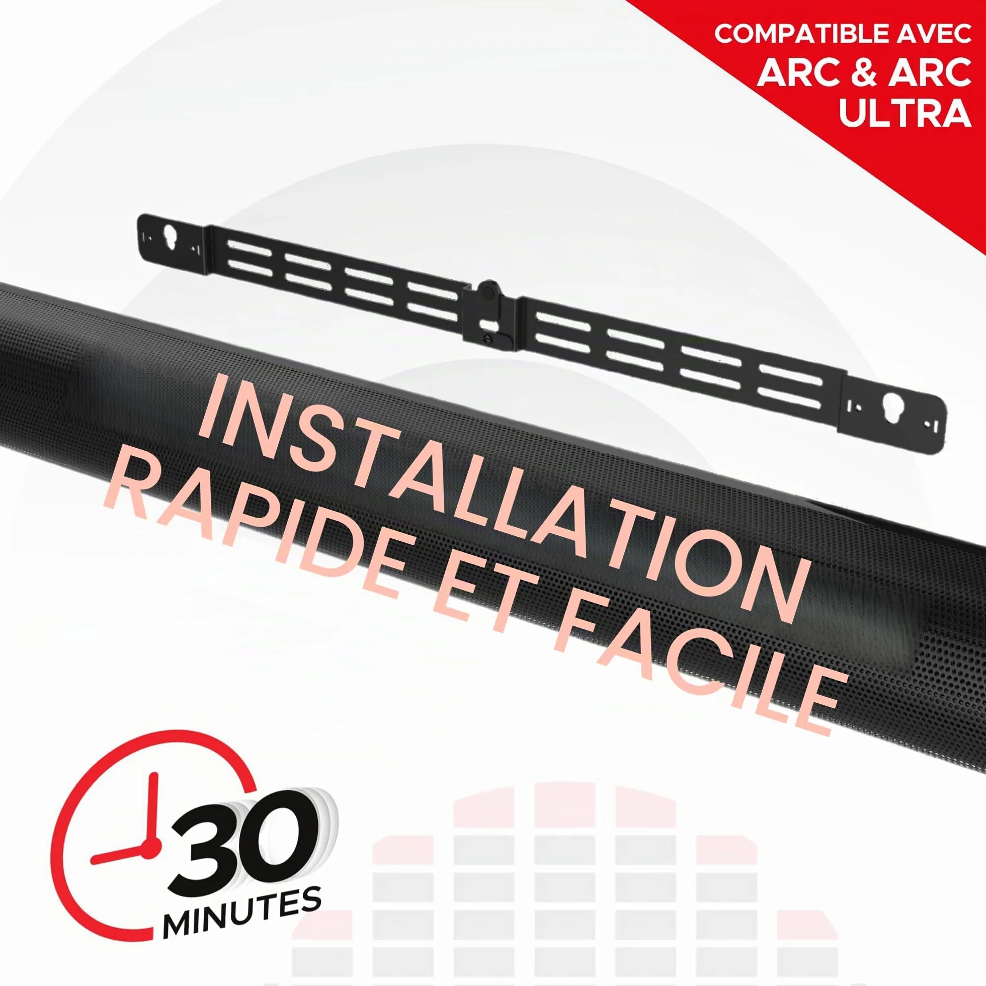 Sound bass Arc Wall Mount Bracket, Noir, Compatible avec Sonos Arc et Arc Ultra, Profondeur Réglable, Tout Le Matériel Inclus, Conçu au Royaume-Uni.