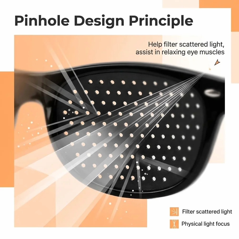 Lunettes Sténopéïques à Grille Optique pour Repos des Yeux, Réduction Fatigue Visuelle, Blanc/Noir