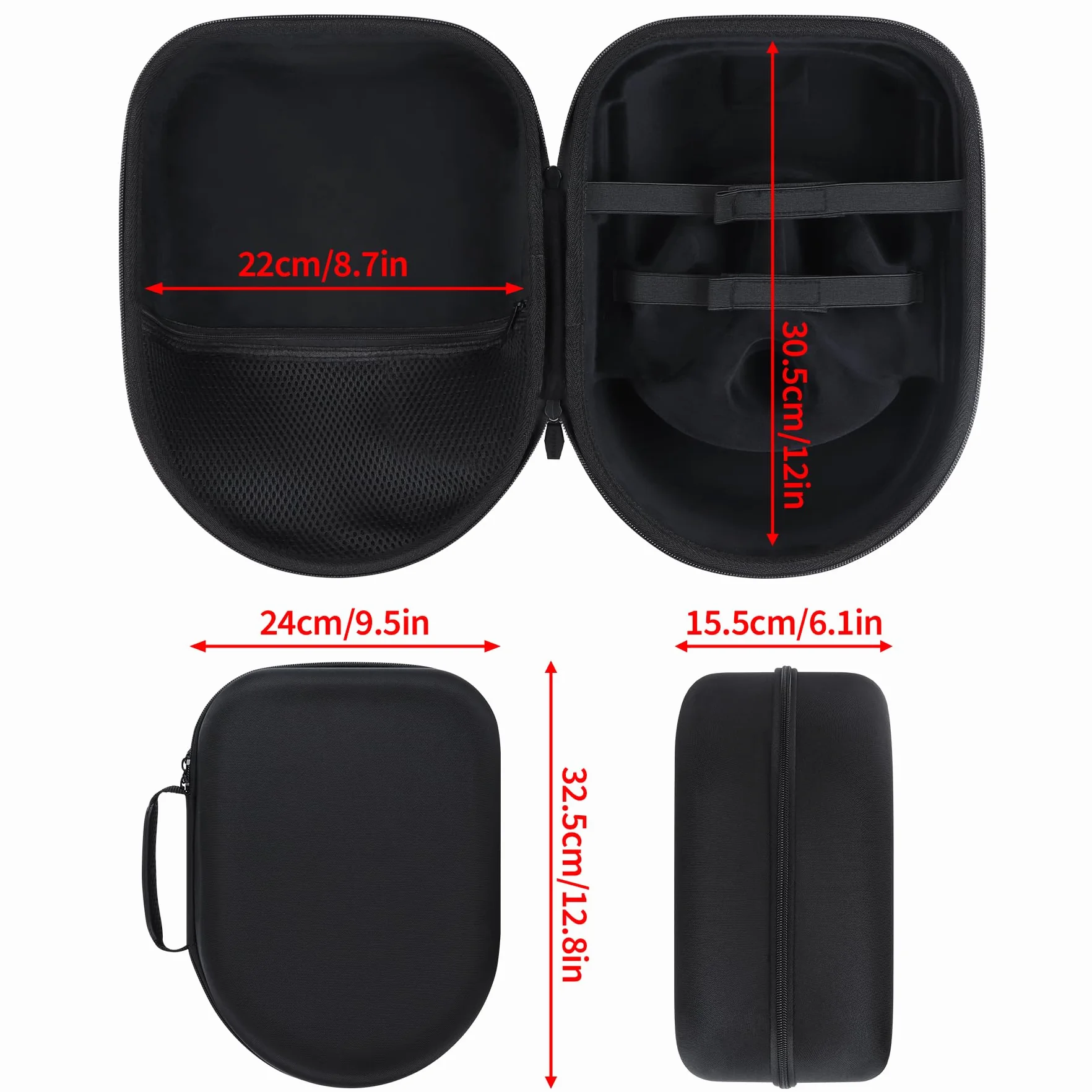 Dur Étui de Protection Compatible avec Meta Quest 2/3/3S Virtual Reality Casque et Accessoires de Contrôleur (Noir)