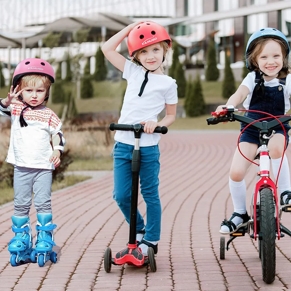 KAMUGO Casque vélo enfant 2-8 ans avec protection genoux coudes poignets skateboard vélo scooter patins