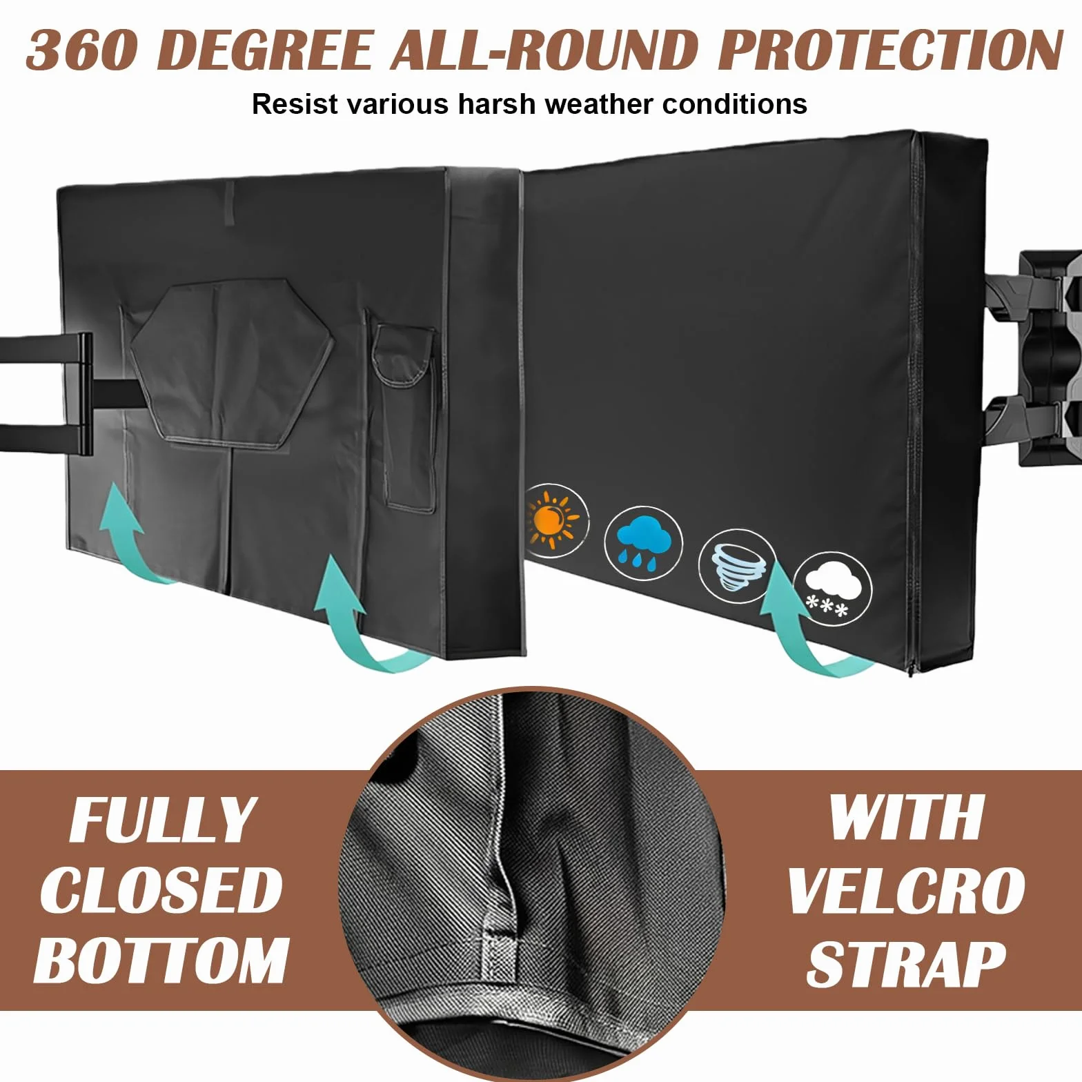 Housse de Protection pour TV Extérieur 600D Oxford PVC Heavy Duty 40-42 Pouces Étanche Anti-Poussière