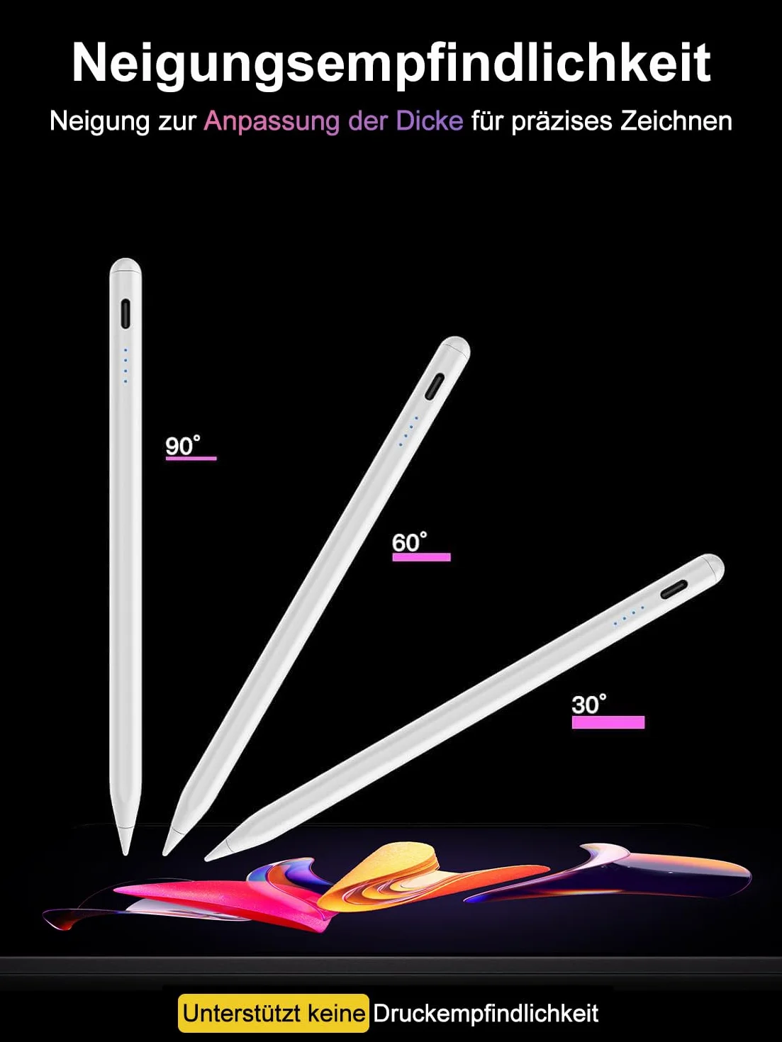 Stylet iPad 2018-2026 USB-C Charge Rapide LED Magnétique