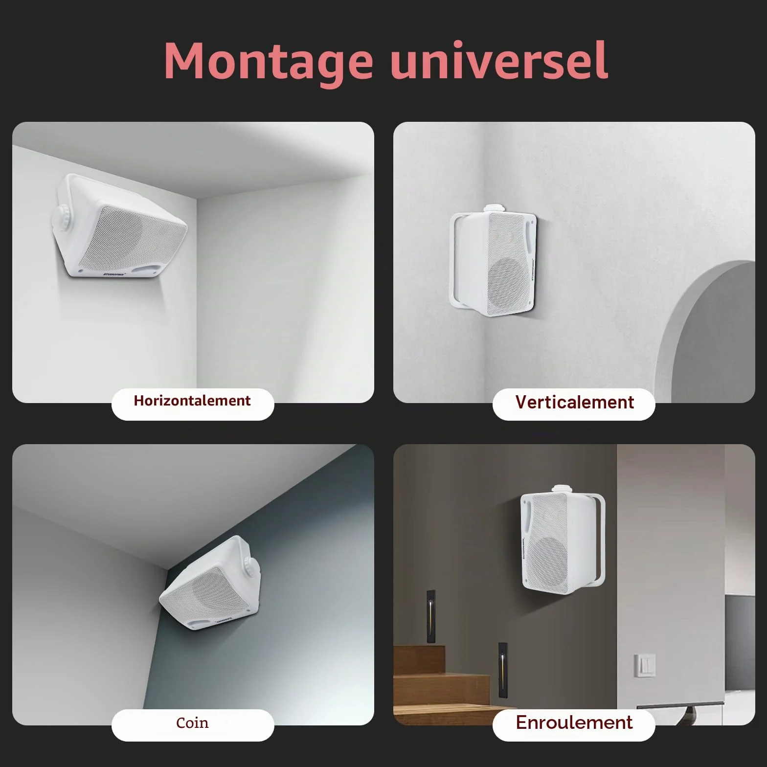 STUDIOFINIX Enceintes Bluetooth extérieures 3,5 Pouces étanches et filaires, Haut-parleurs muraux Haut de Gamme améliorés 3 Voies 200W, idéales pour terrasse, Patio, intérieur et extérieur (Blanc)