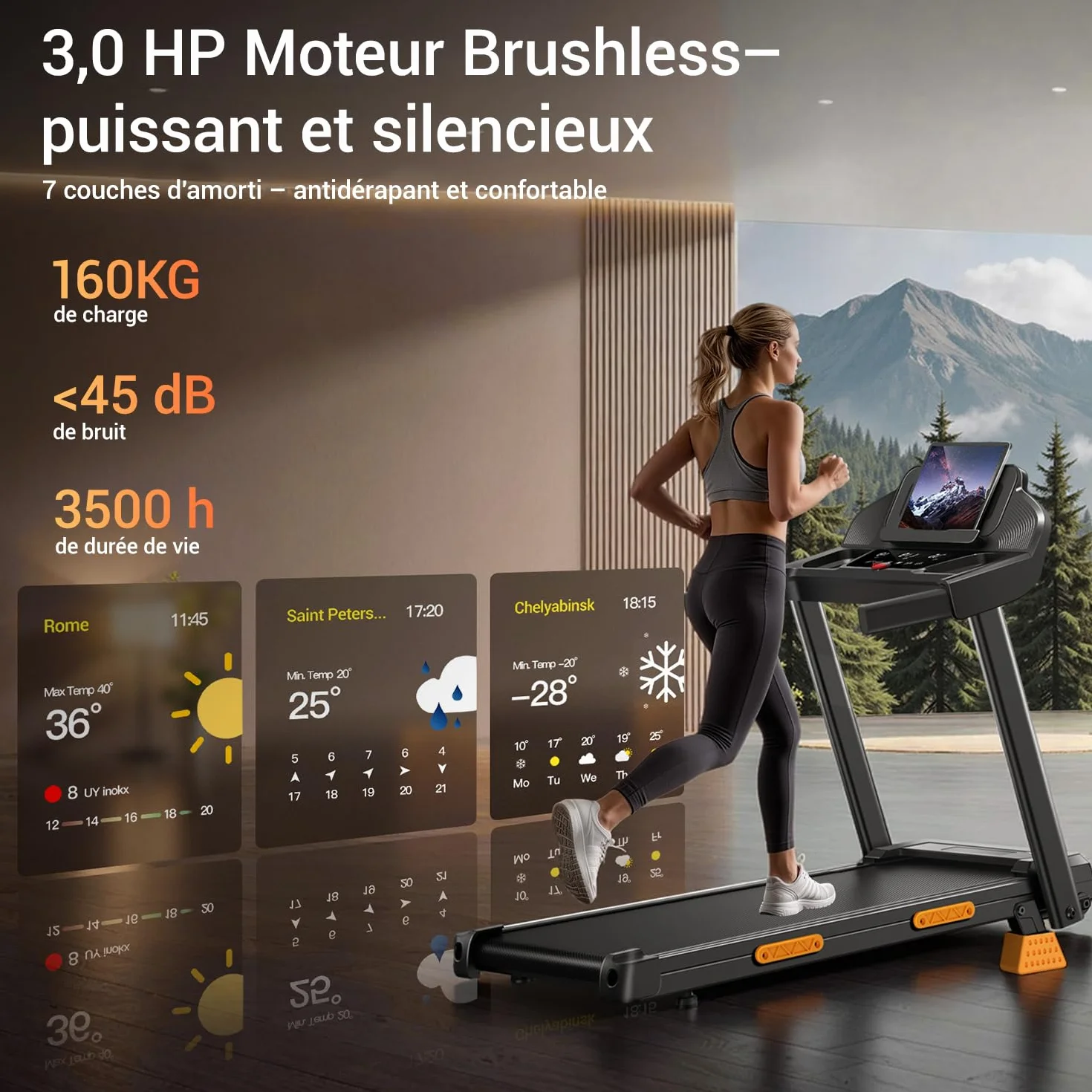 UMAY Tapis de Course Pliable 12km/h, Tapis Roulant Électrique 3,0 avec 12 Programmes d'Entraînement et Inclinaison