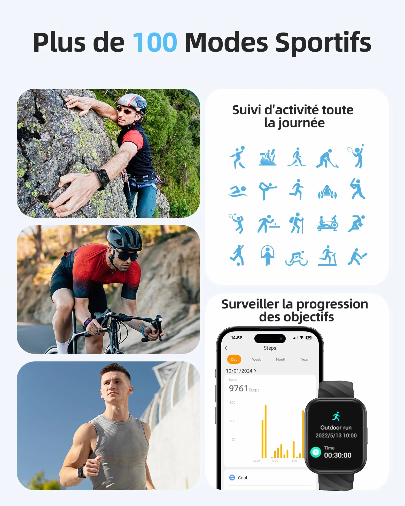 Parsonver Montre Connectée Homme Femme avec 5ATM Étanche, Sport Montre pour Natation, 1,8" HD Smartwatch avec 100+ Sportifs, Sommeil, Fréquence Cardiaque, Montre Connectee pour Android & iPhone, Noir