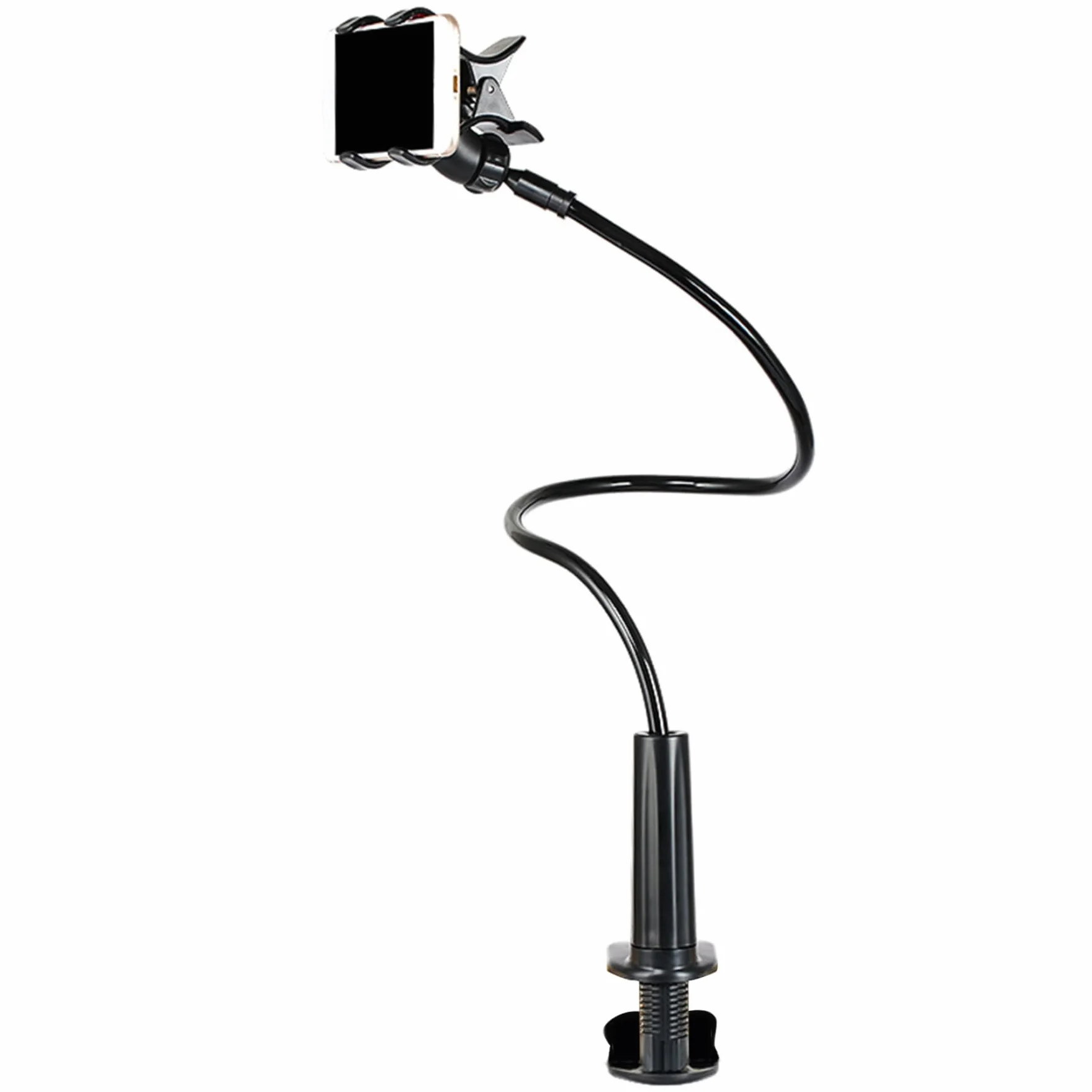 Pince de téléphone au lit, support de téléphone à col en cygne, support de téléphone de lit réglable avec clip non glissant, support de téléphone universel pour lit, support de téléphone portable, no