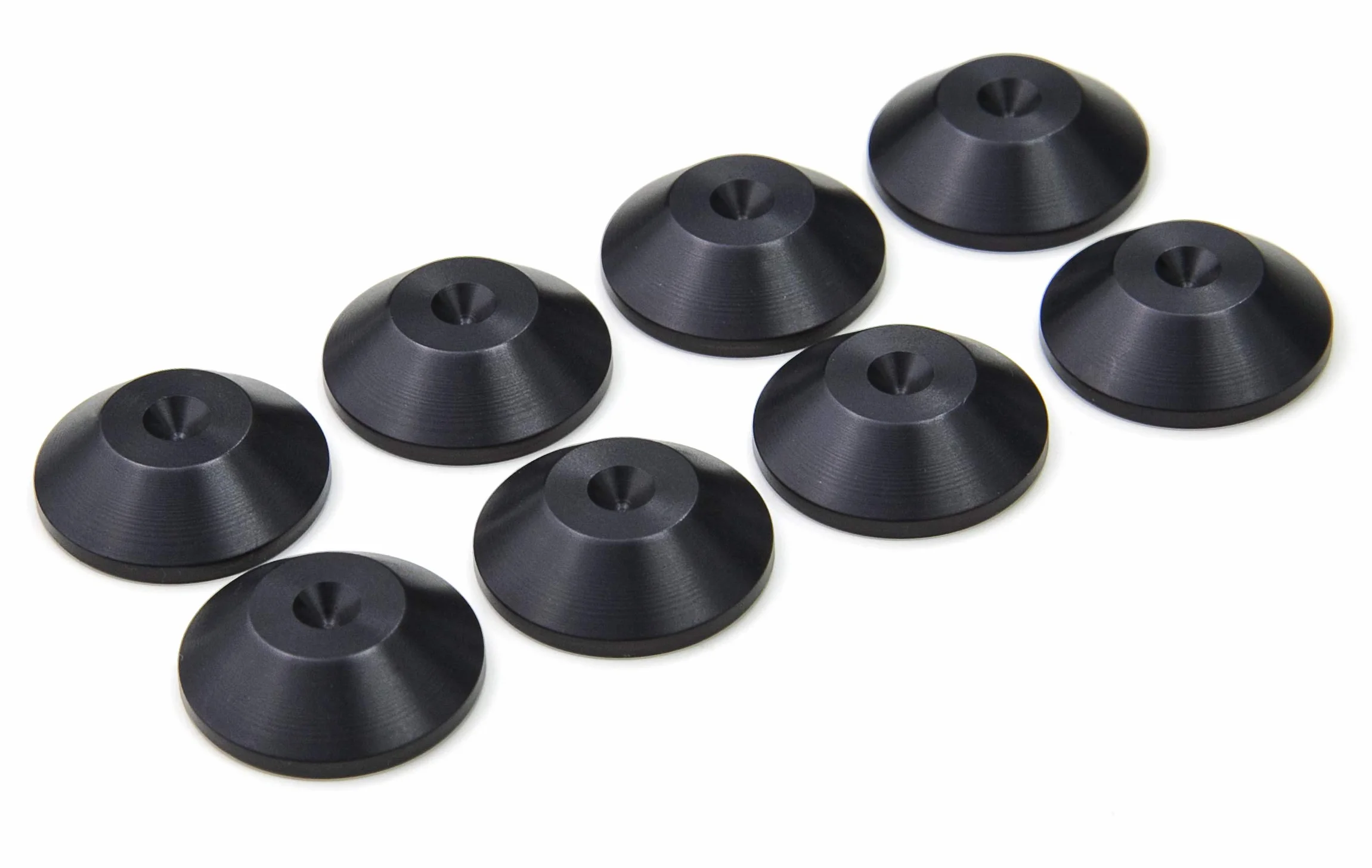 PrecisionGeek® – Contre-Pointes de découplage HiFi Ø 20 mm – Aluminium Noir – Forme Conique – Supports antivibrations pour Enceintes, subwoofers, amplificateurs et Barres de Son – Lot de 8