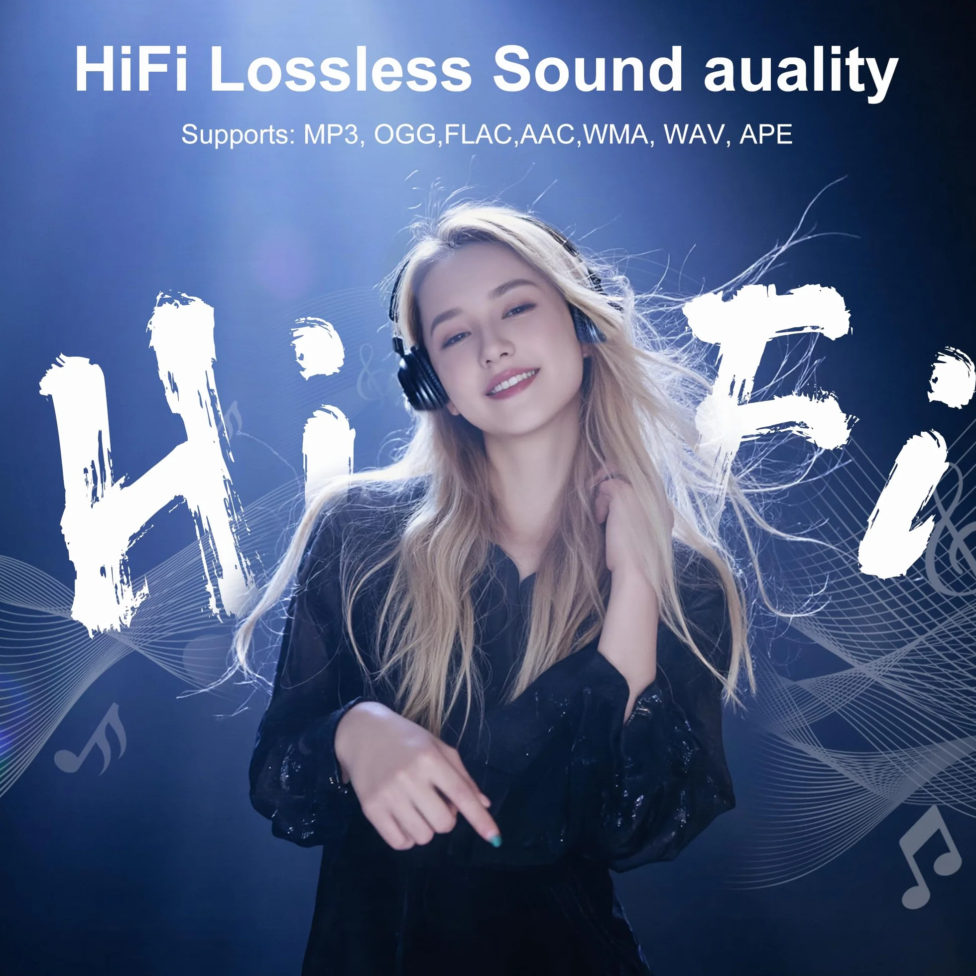 SWOFY Lecteur MP3 Bluetooth 5.3 128Go Écran Tactile 2,4 Pouces Mini Lecteur de Musique Noir