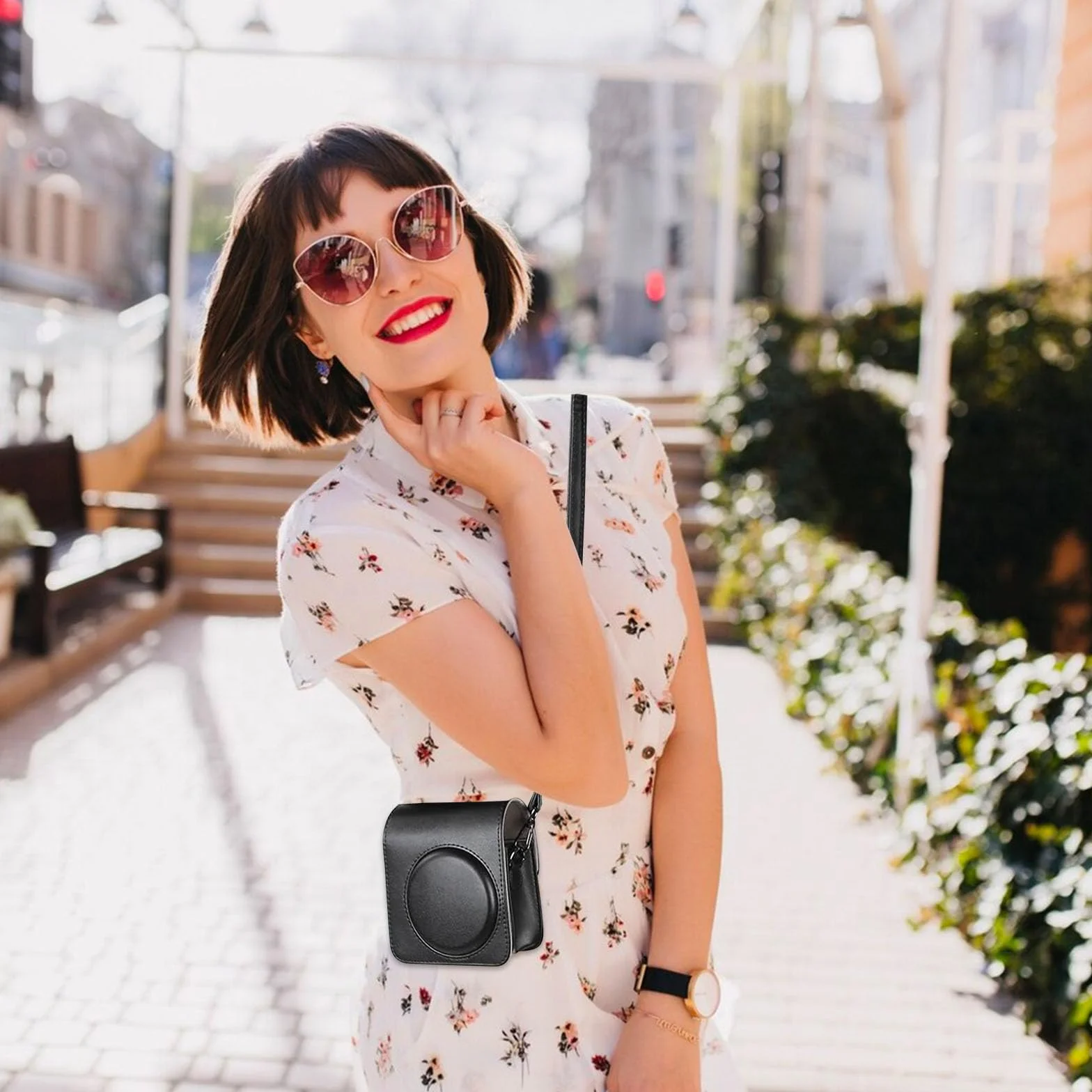 Fujifilm Instax Mini 12 Housse Appareil Photo Instantané Sac de Voyage Rose