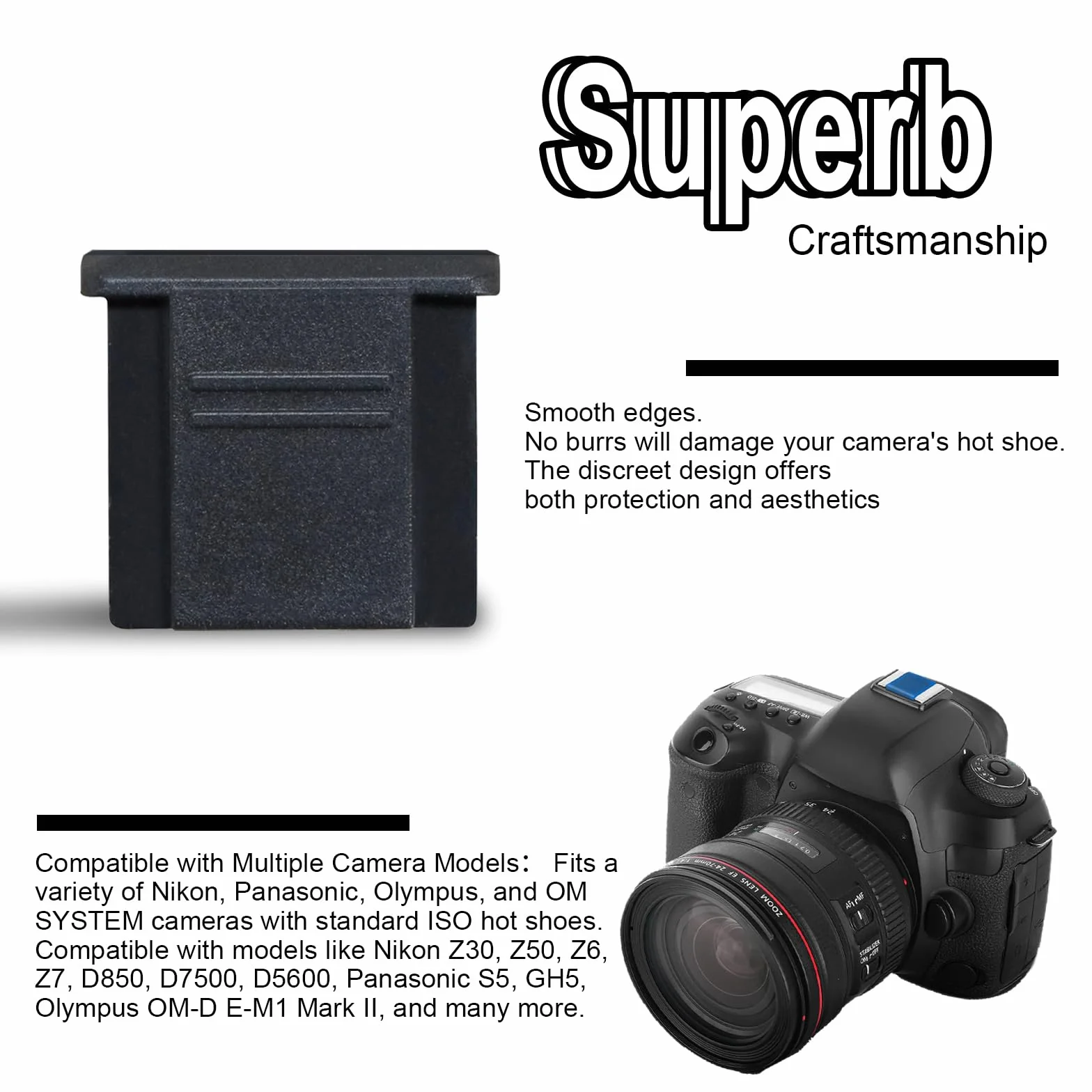 Couvre-griffe flash pour Nikon série Z, DSLR, Panasonic S5, GH5, Olympus OM-D & PEN – Compatible griffe ISO, résistant à la poussière et à l’humidité, lot de 4