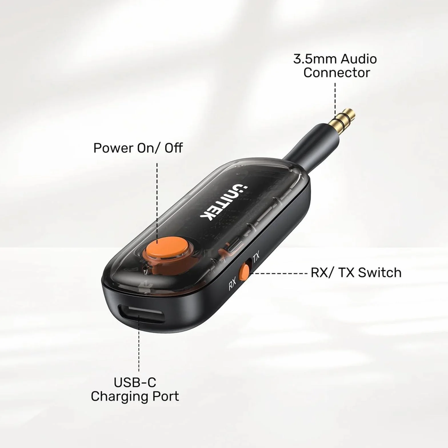 UNITEK Emetteur/Récepteur Audio Bluetooth sur Batterie (10h) ou sur Secteur - Jack 3.5mm